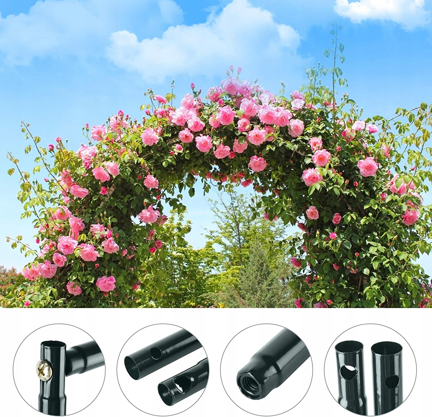 2 SZT PERGOLA METALOWA NA RÓŻĘ,KWIATY ŁUK KWIATOWY 240CM × 38CM Rodzaj łuk