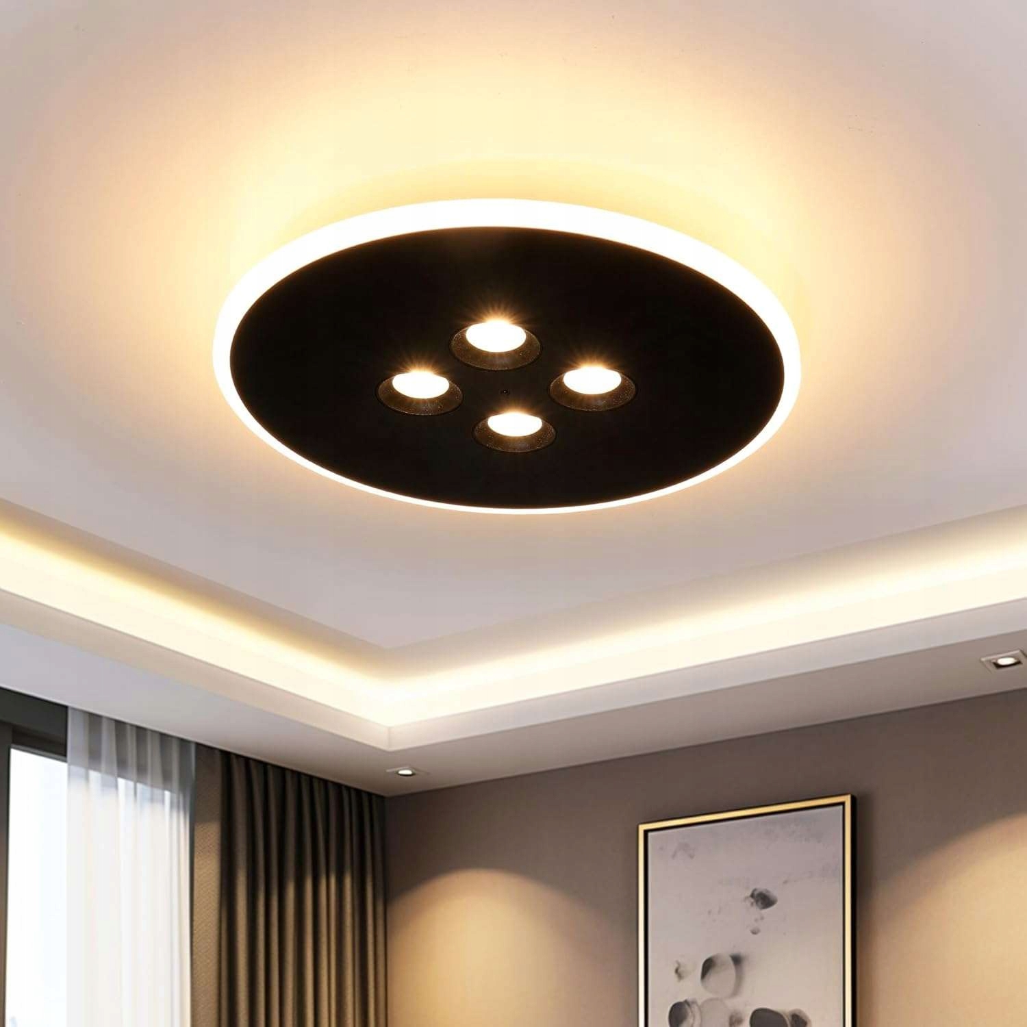 Stropní svítidlo Loft Led stmívatelná s dálkovým ovládáním, kulatá, černá, 40W, 3000-6500K