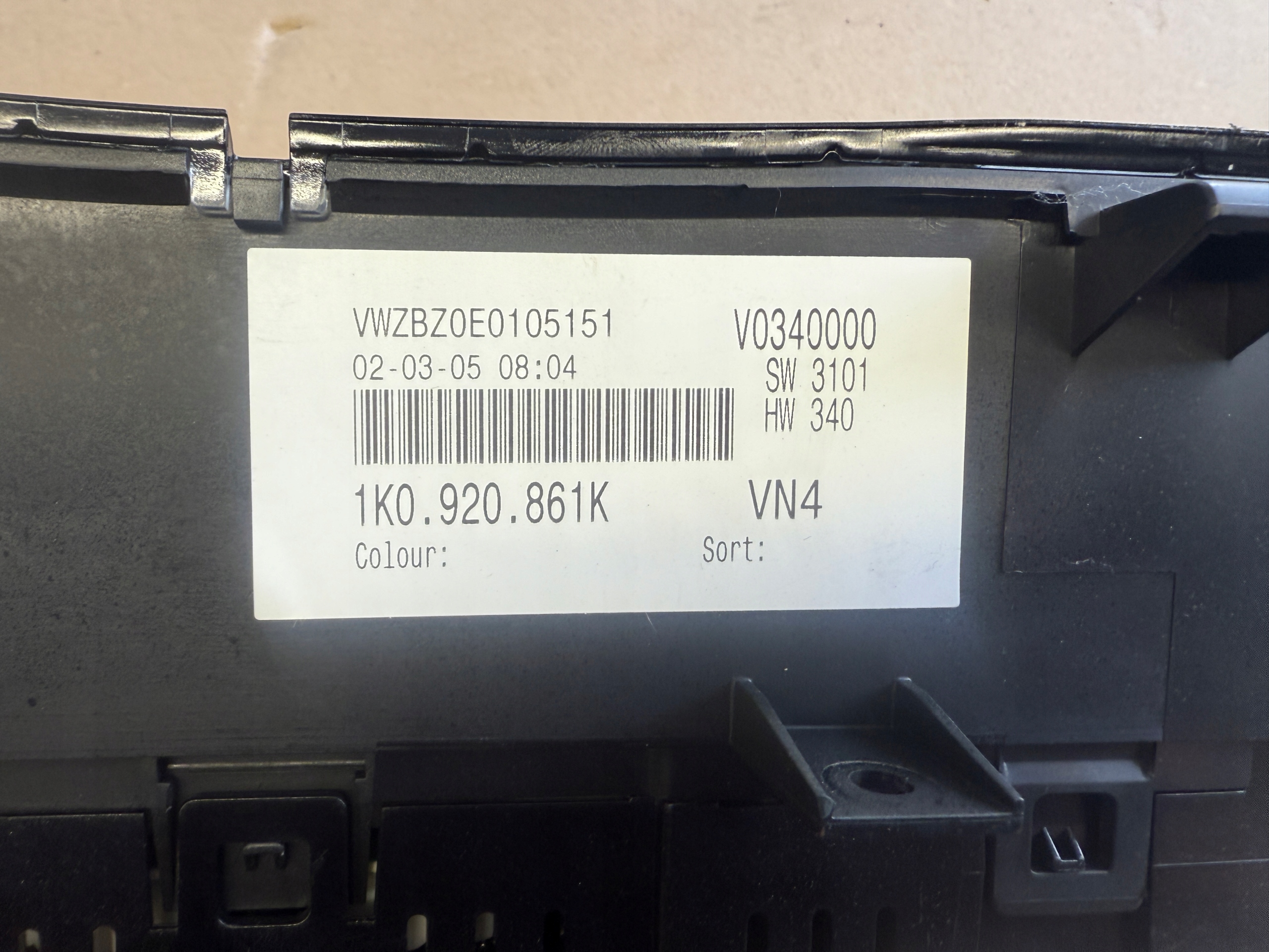 VW GOLF V plus 1.4 16V dials dials 1K0920861K