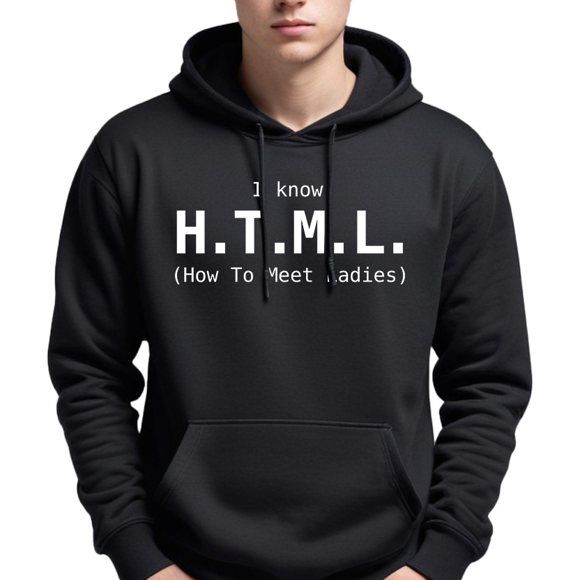 pánská mikina s kapucí I Know Html pro programátora Vzory Černá Velikost S