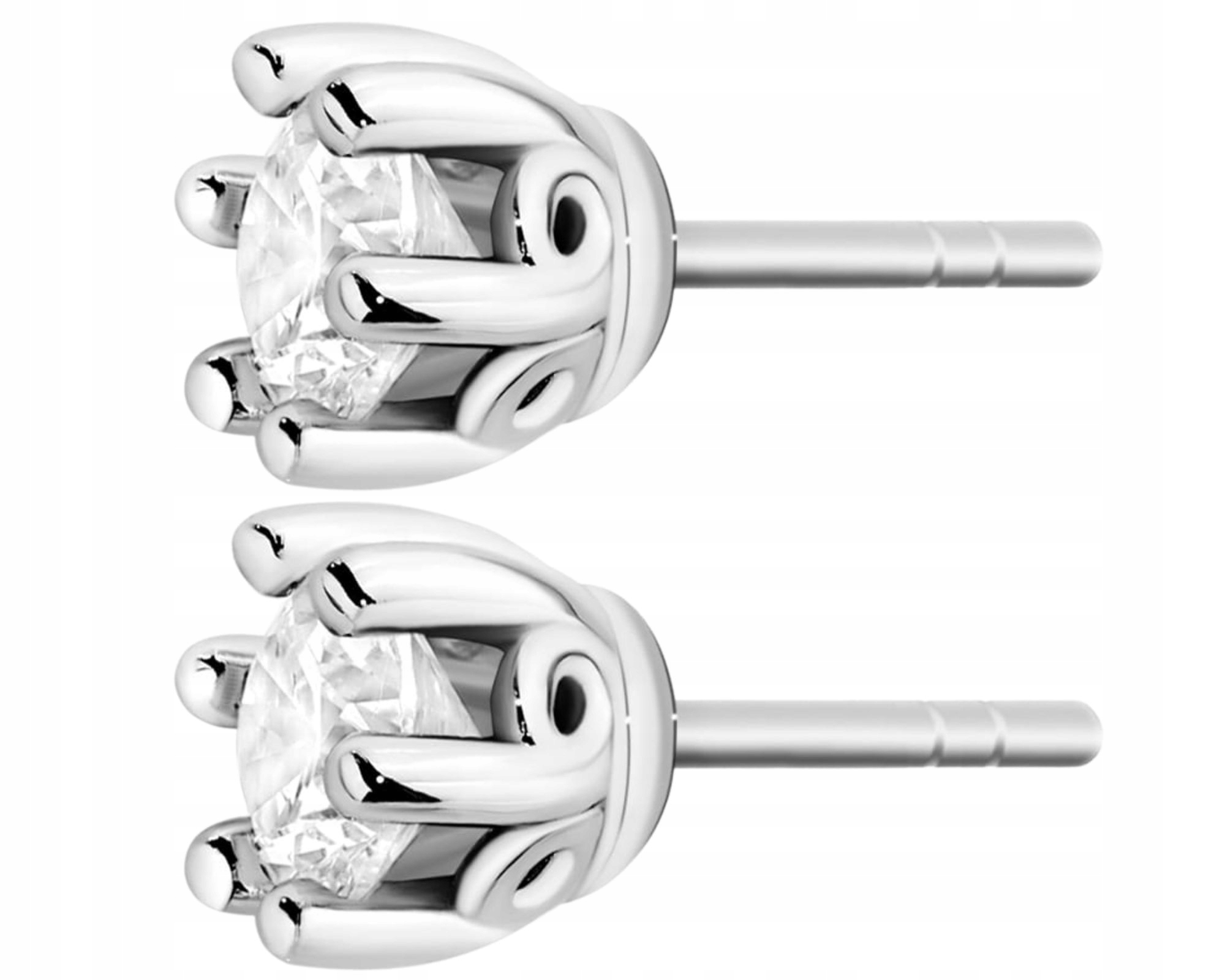 Bílé Zlaté Náušnice S Briliantem, Klasické Na Tyči