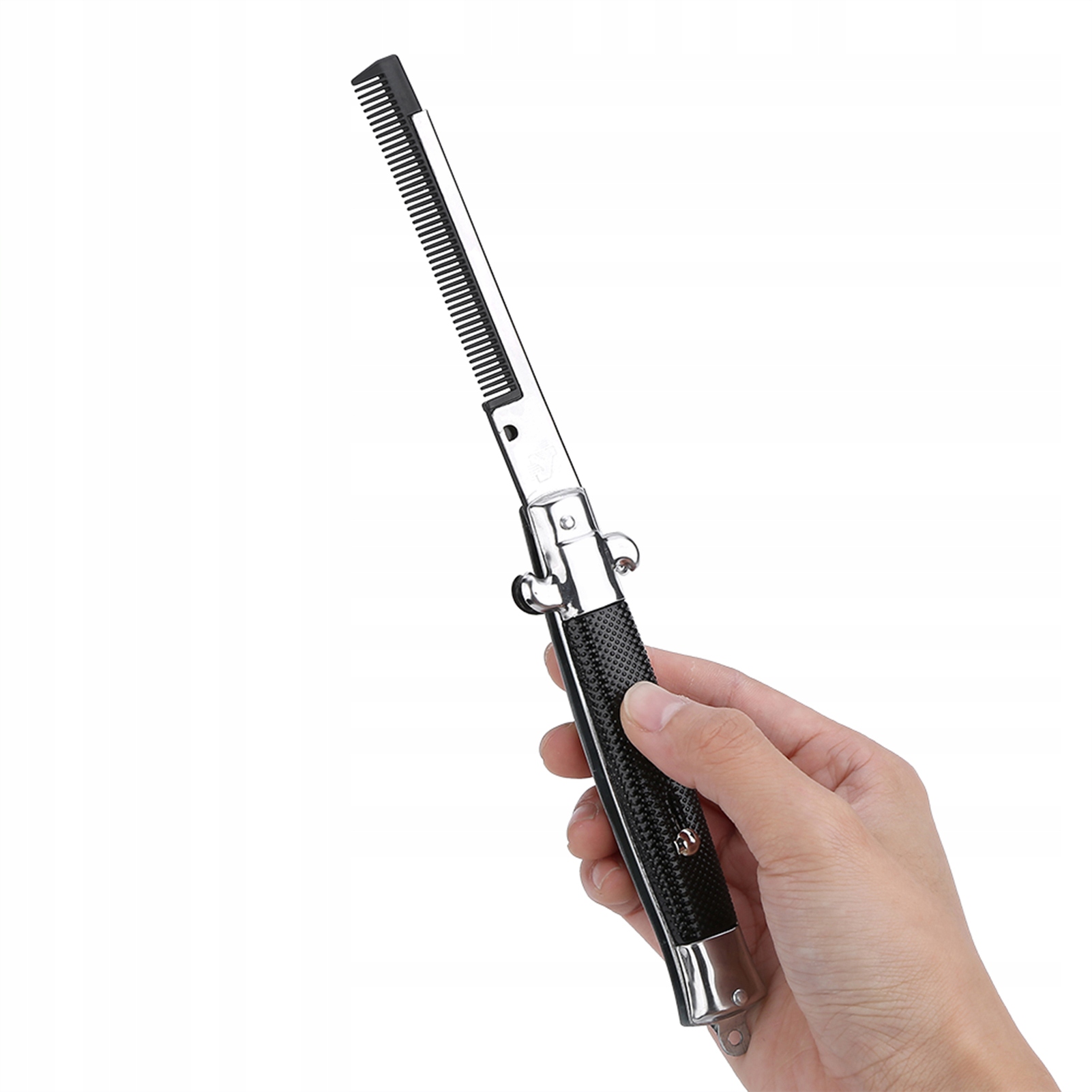 SWITCHBLADE SPRING KIESZONKOWY GRZEBIEŃ DO WĄSÓW SKŁADANY Kolor dominujący czerń