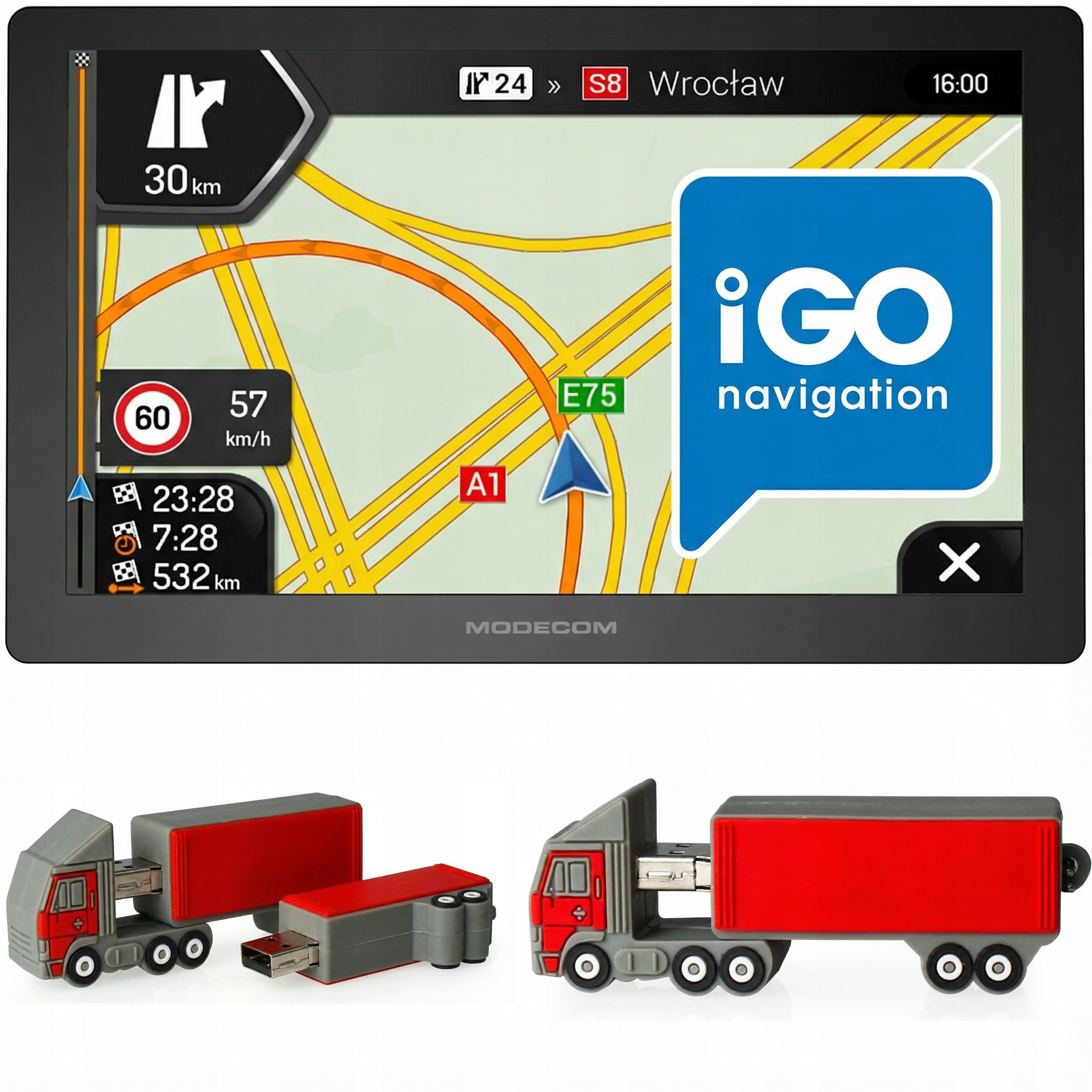 Navigace pro nákladní vozidla Modecom CX 7.4 iGO Primo Truck Tir Bus Databáze radarů 2026