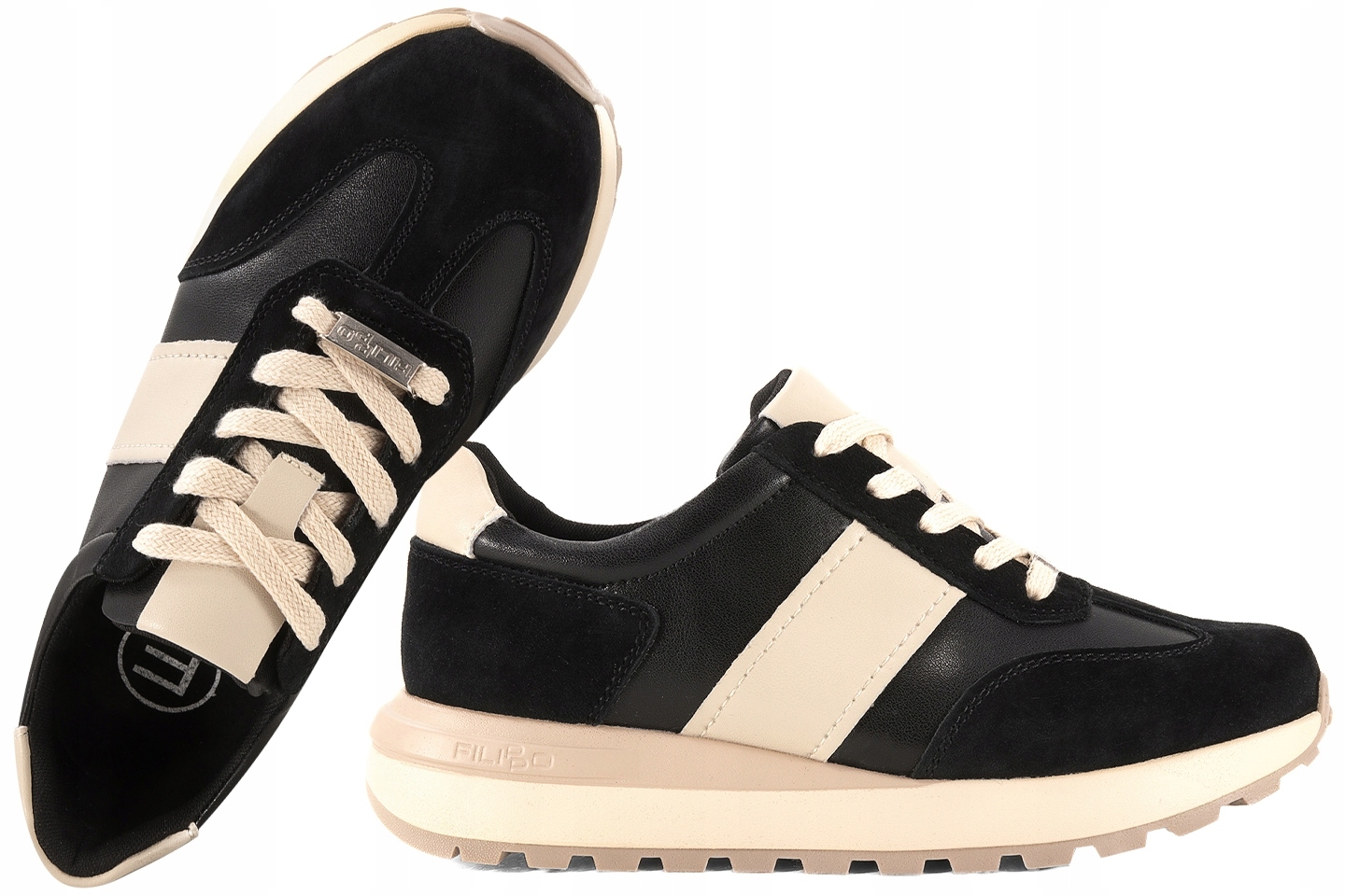 Filippo DP7509 Dámské Kožené Sportovní Polobotky Tenisky, černé, černá, 36