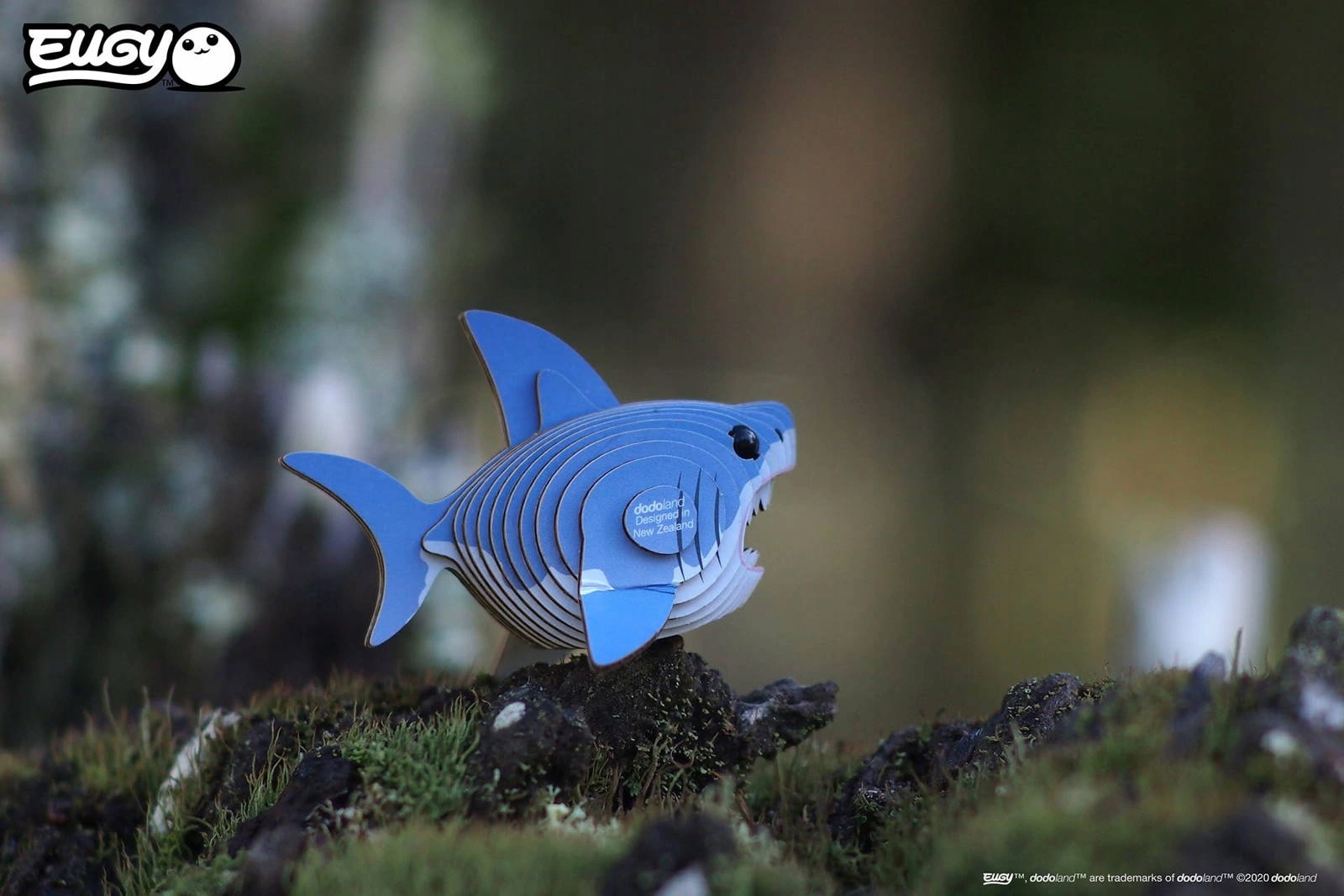 Puzzle 3D Układanka Rekin - Eko zestaw kreatywny dla dzieci 6 lat+, Eugy Wysokość produktu 18.5 cm