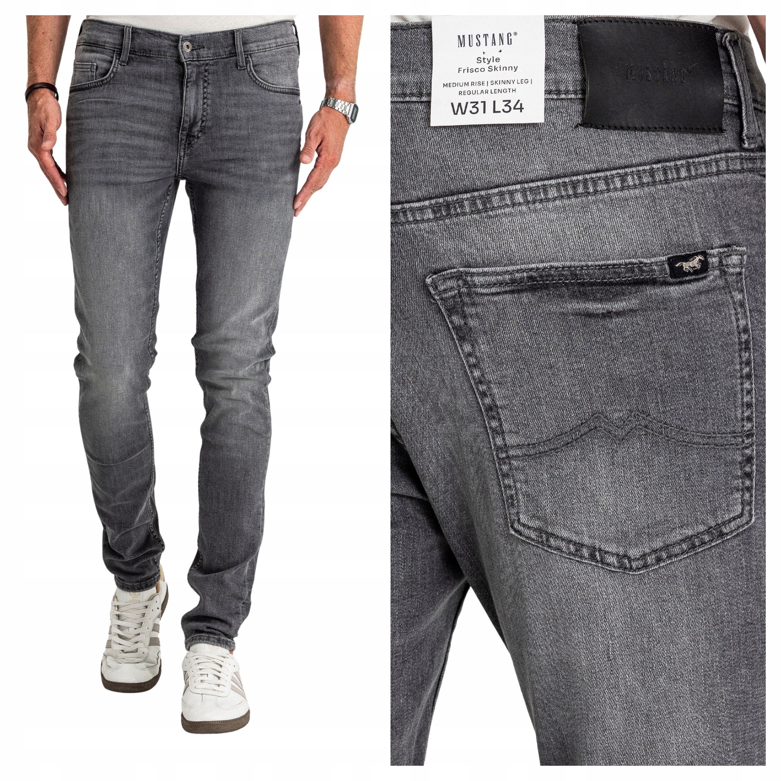 Mustang Frisco Skinny Pánské Džínové kalhoty Pevně padnoucí trubičky W33 L34