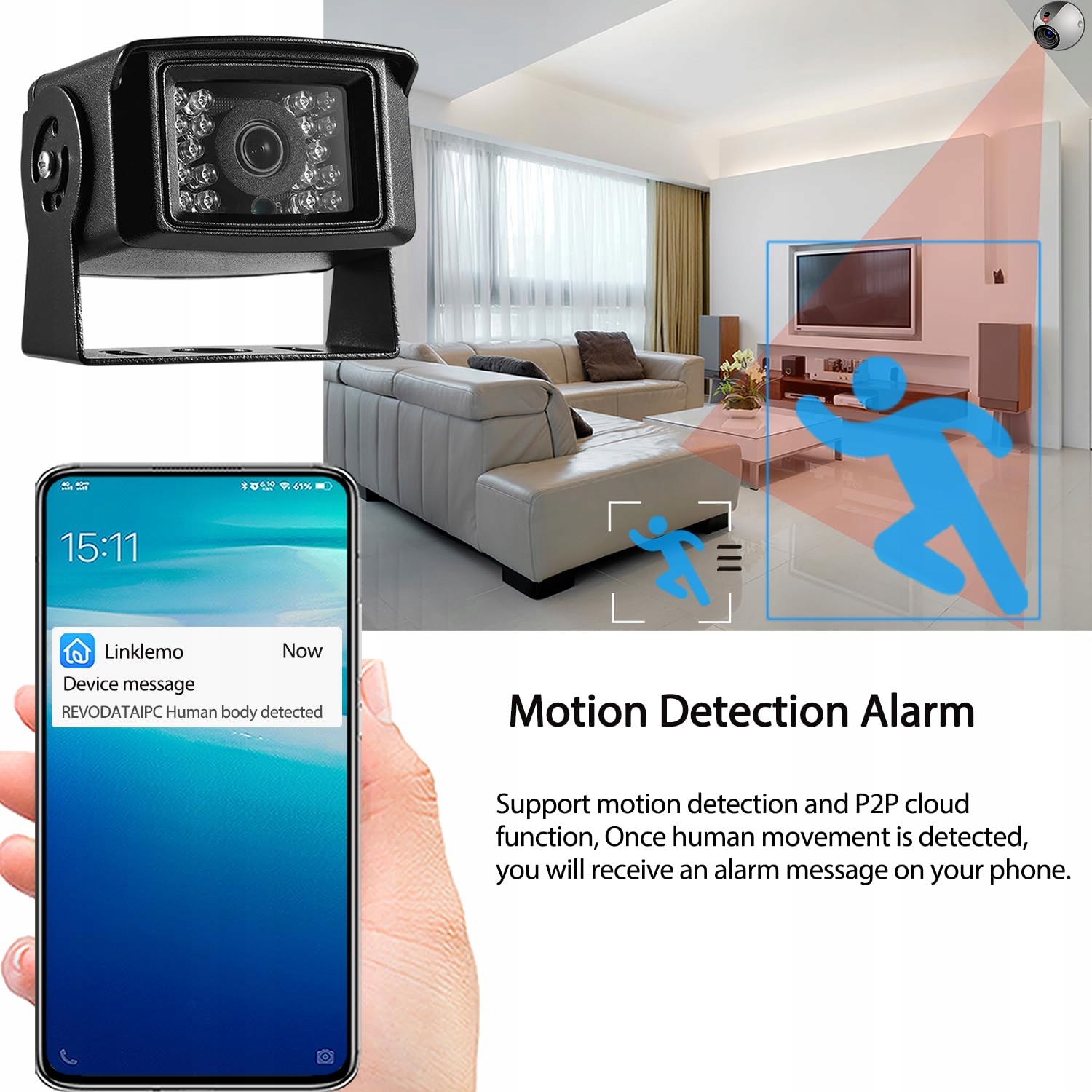 REVODATA 5MP Mini POE Kamera IP65 LED IR Nocna 3.6mm Wewnętrzna Zewnętrzna — miniatura 6