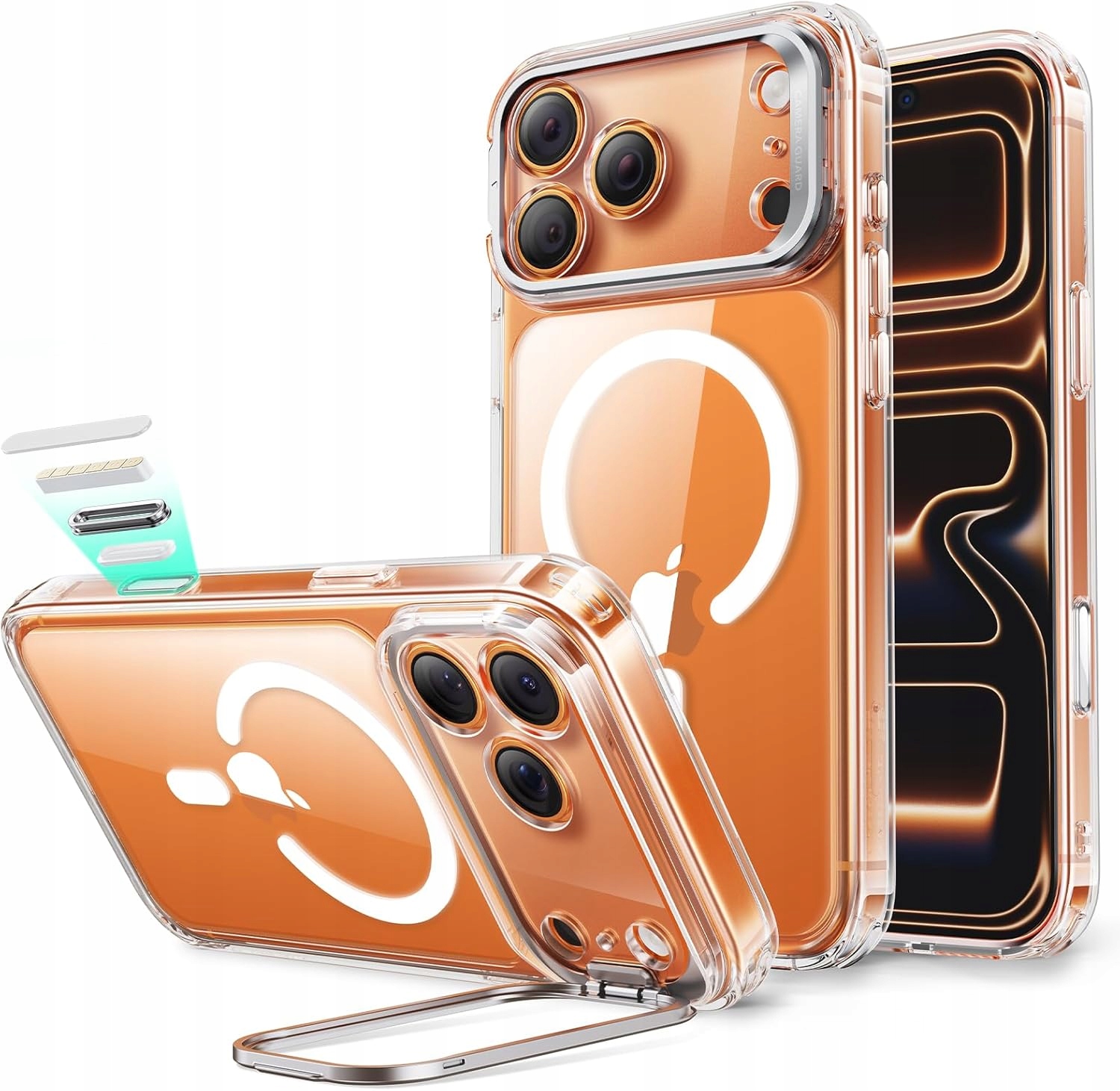 Esr iPhone 17 Pro MagSafe Stash Stand pouzdro, průhledný ovladač fotoaparátu