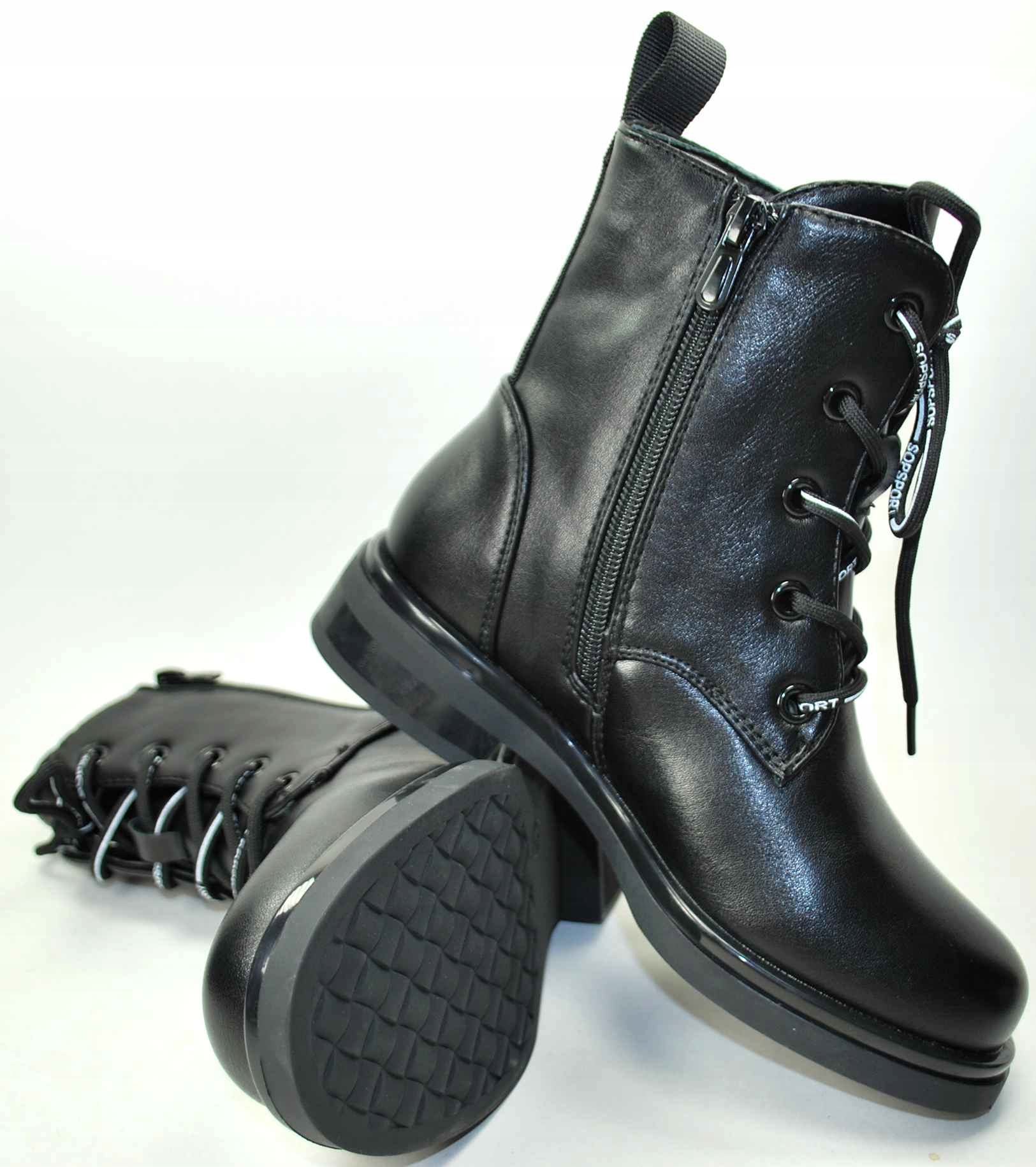 CZARNE dziewczęce ELEGANCKIE WYSOKIE BOTKI dla dziewczynki na suwak r 35 Płeć dziewczynki