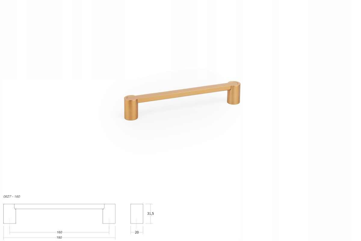 Nábytková úchytka Viefe 0627 Fusion, rozteč 160, délka 180, mosaz cava