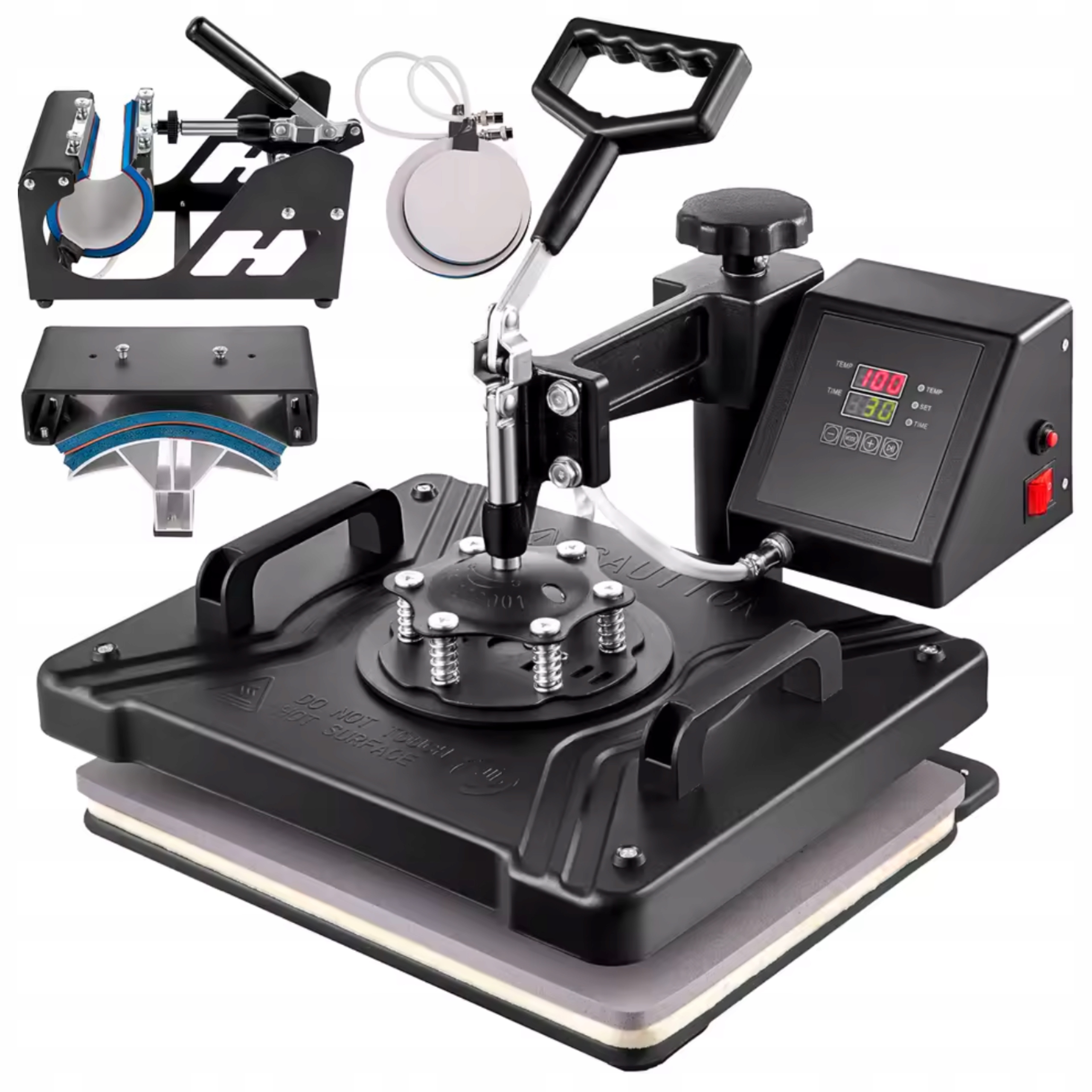 Termotransferový lis 8v1 termický 38x38 cm na šálky oblečení, talíře