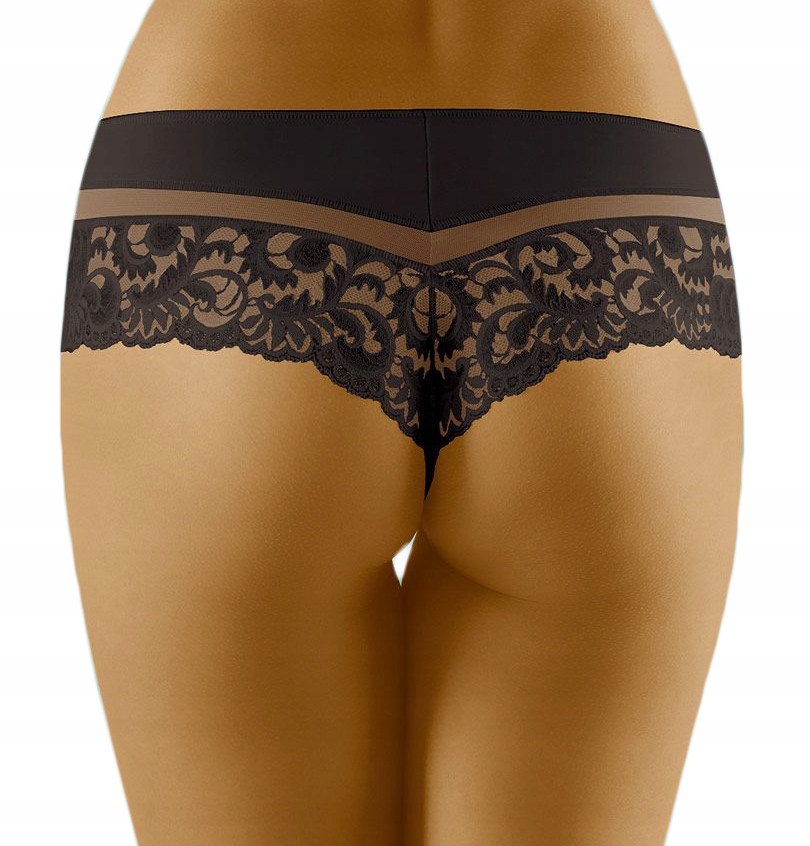 Seksowne Szorto-Stringi Koronka Mikrofibra akt 02 czarne Materiał dominujący mikrofibra (mikrofaza)