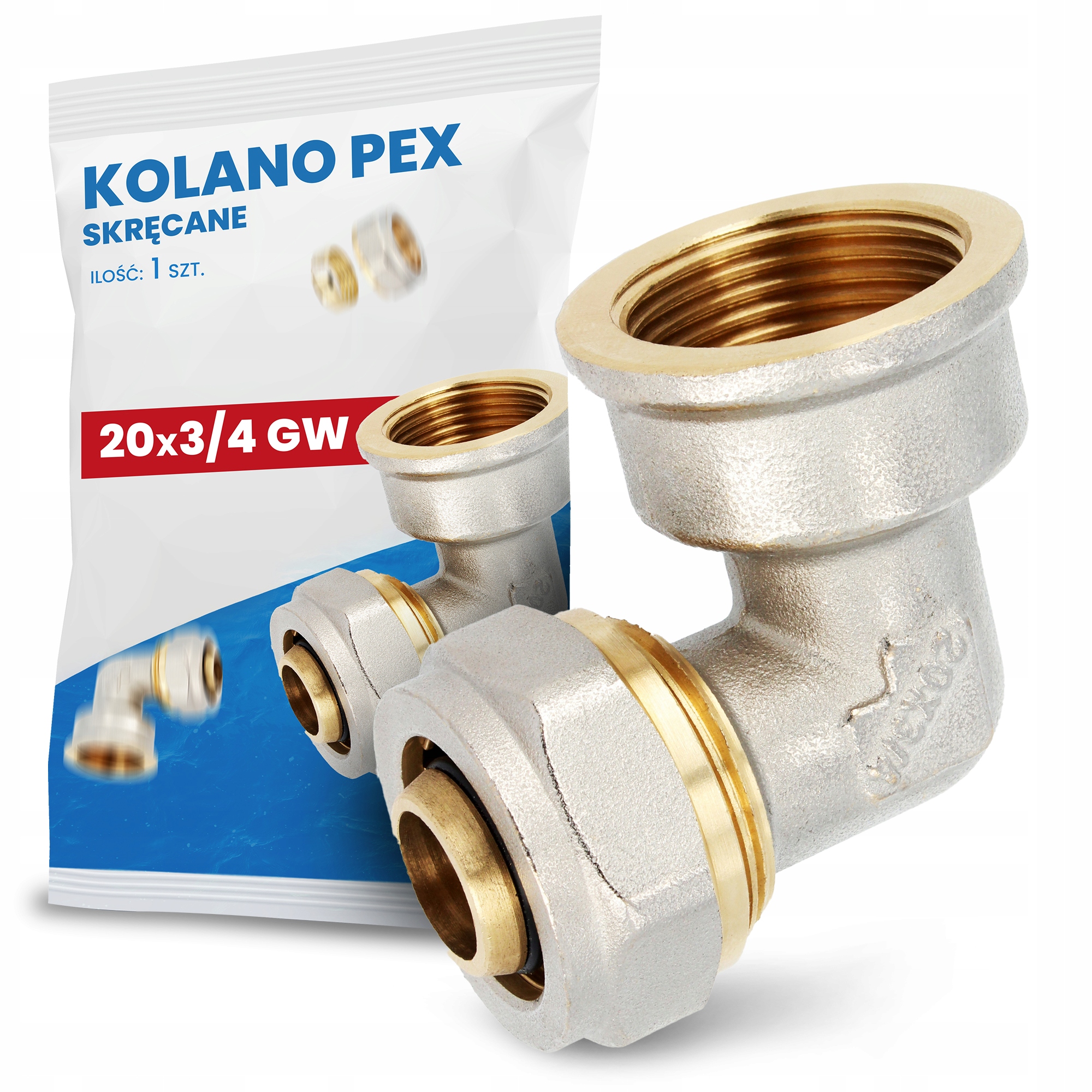 

Kolano Skręcane Rur Pex Alupex Złączka 20x3/4'' Gw