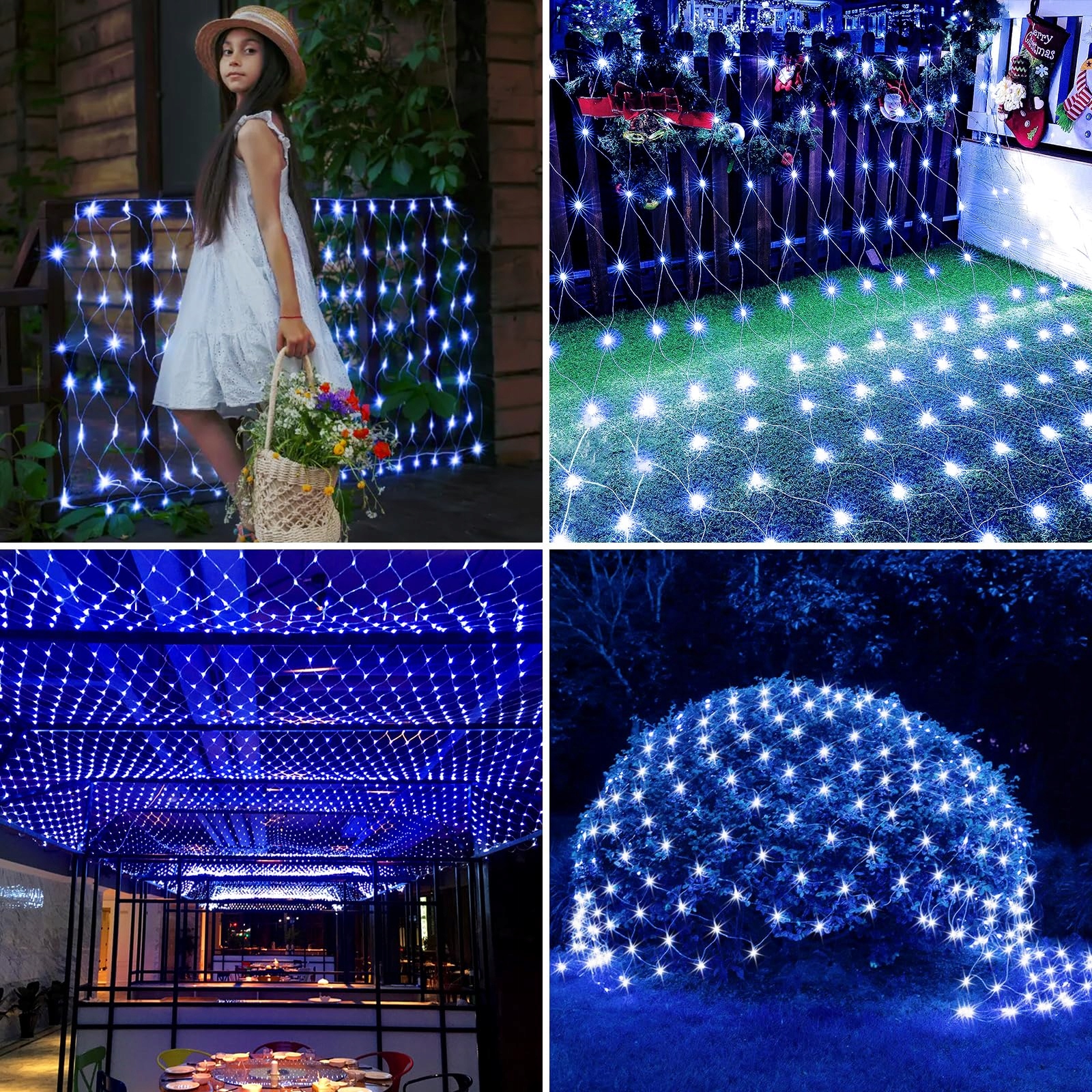 GHONLZIN SIATKA ŚWIETLNA SOLARNE LAMPKI GIRLANDA WODOODPORNA 192 LED 2x3m — miniatura 5