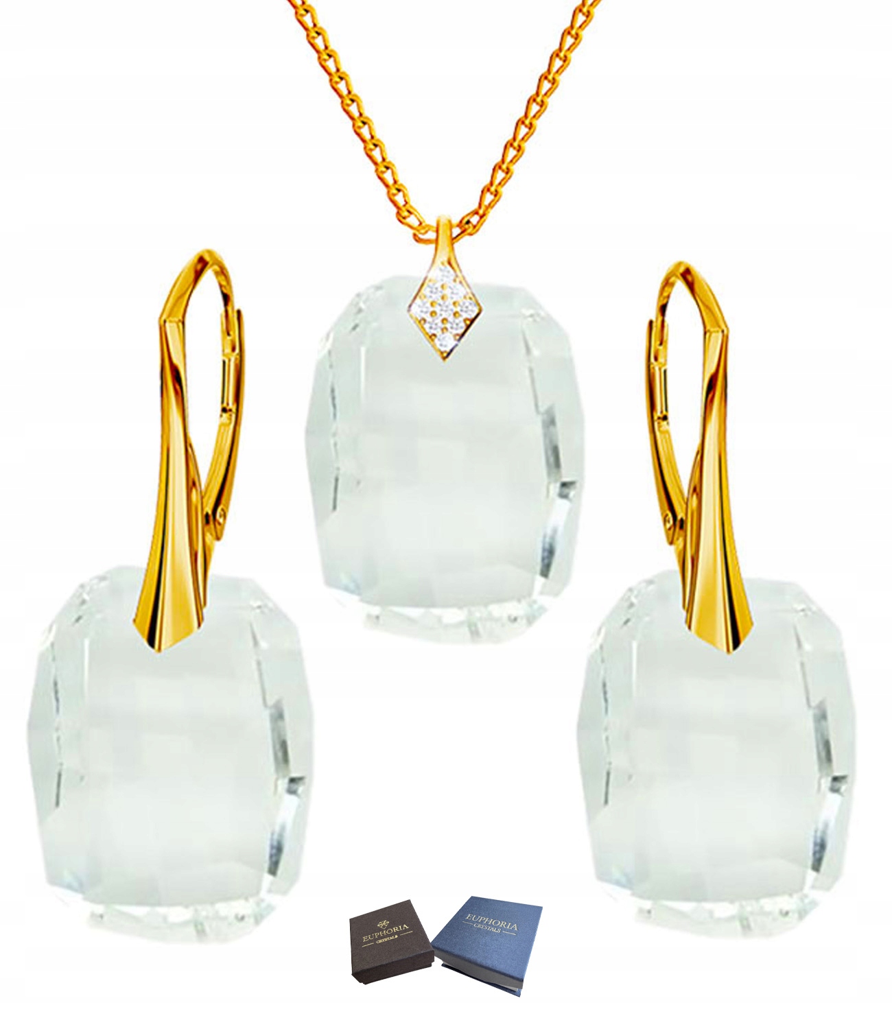 Zlatý komplet šperků Stříbro 925 Náhrdelník Náušnice Sada na Dárek