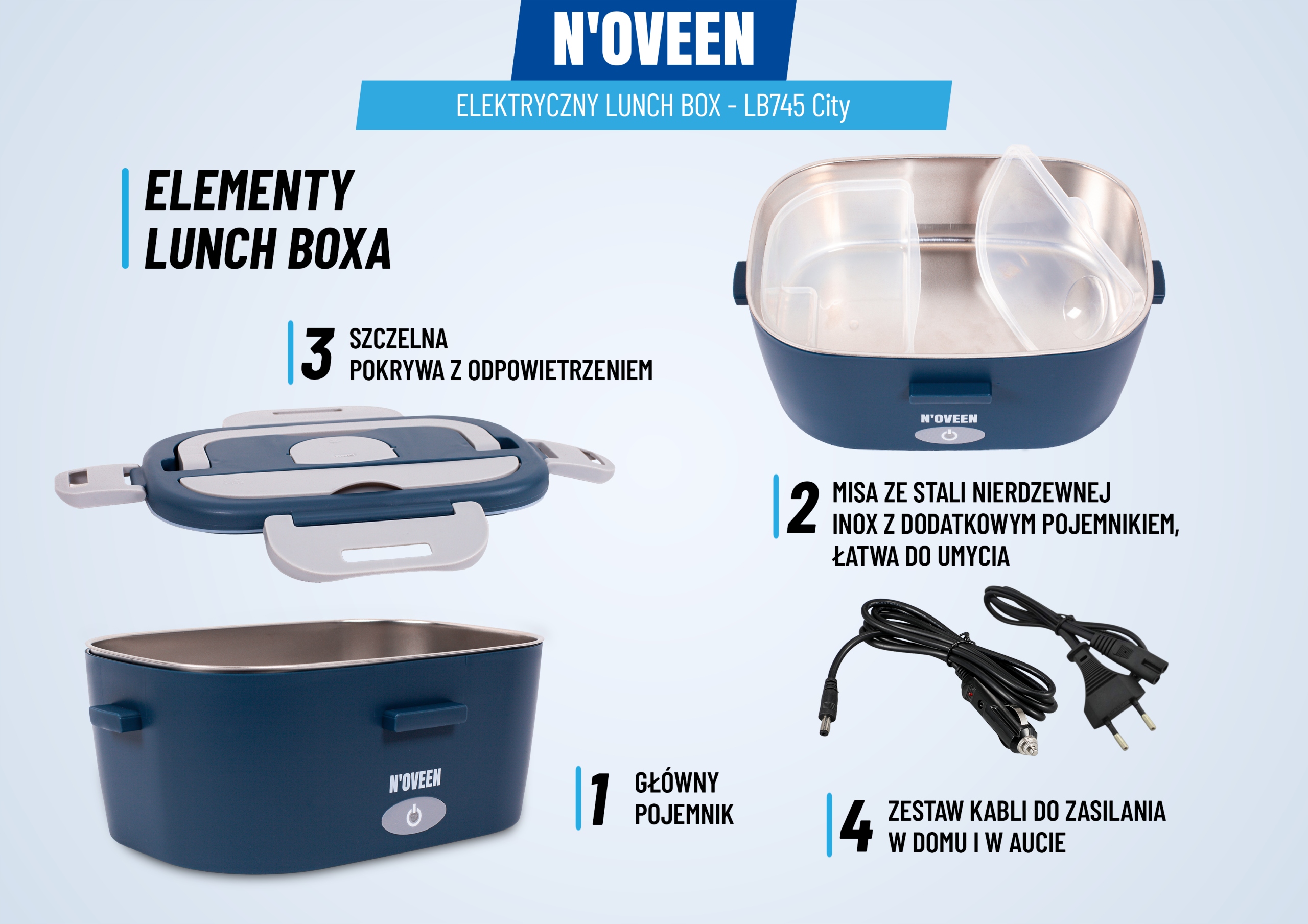 ELEKTRYCZNY LUNCH BOX POJEMNIK PODGRZEWACZ OBIADU DO BIURA AUTA TIRA 12/24V Producent inny