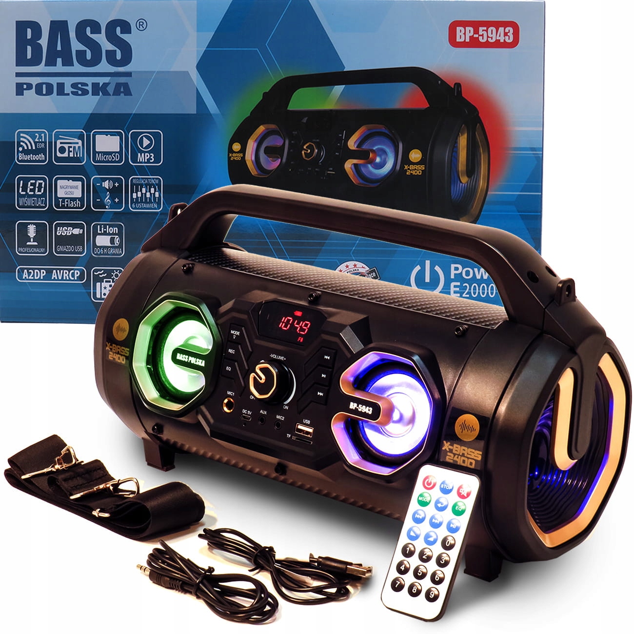 BOOMBOX TUBA RADIO MP3 USB WIEŻA GŁOŚNIK BLUETOOTH