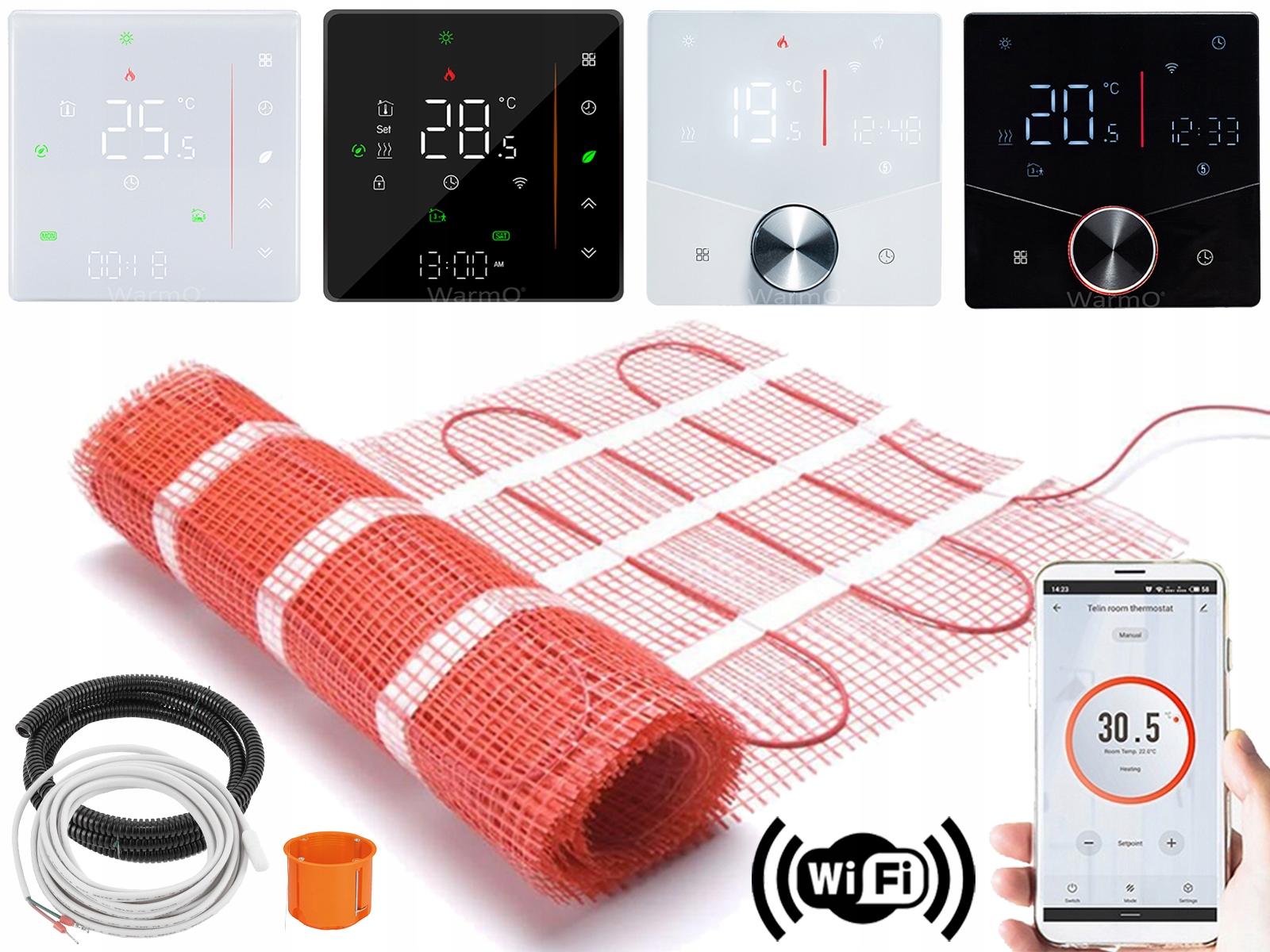 Sada podložiek pod dlaždice 1m2 170W/m2 Regulátor WarmO B60 B90 Wifi