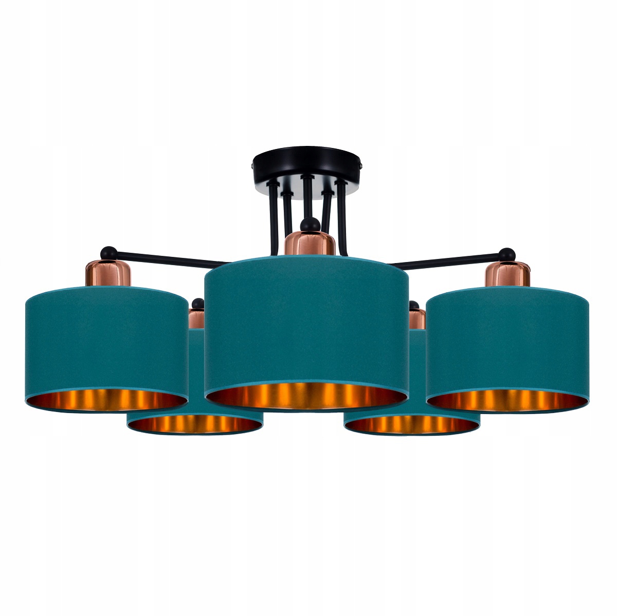 

Lampa Plafon Sufitowa Żyrandol Turkusowo - Złoty