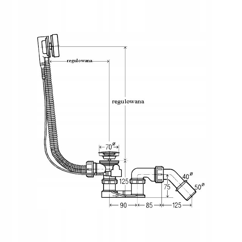 SYFON WANNOWY AUTOMATYCZNY VIEGA SIMPLEX 495121 Rodzaj wannowy