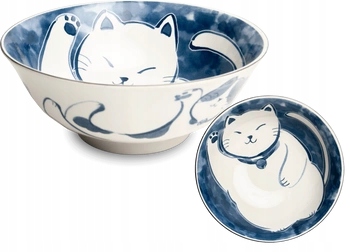 MISKA NEKO BIAŁO-NIEBISKA 19x7,5 cm MADE IN JAPAN