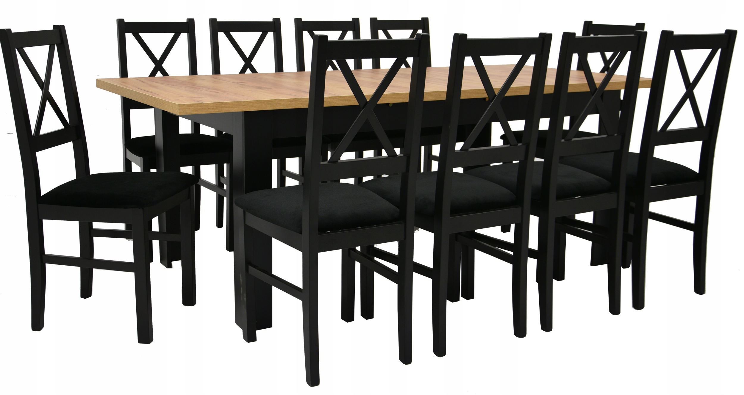 10 DREWNIANYCH krzeseł i Rozkładany stół do SALONU