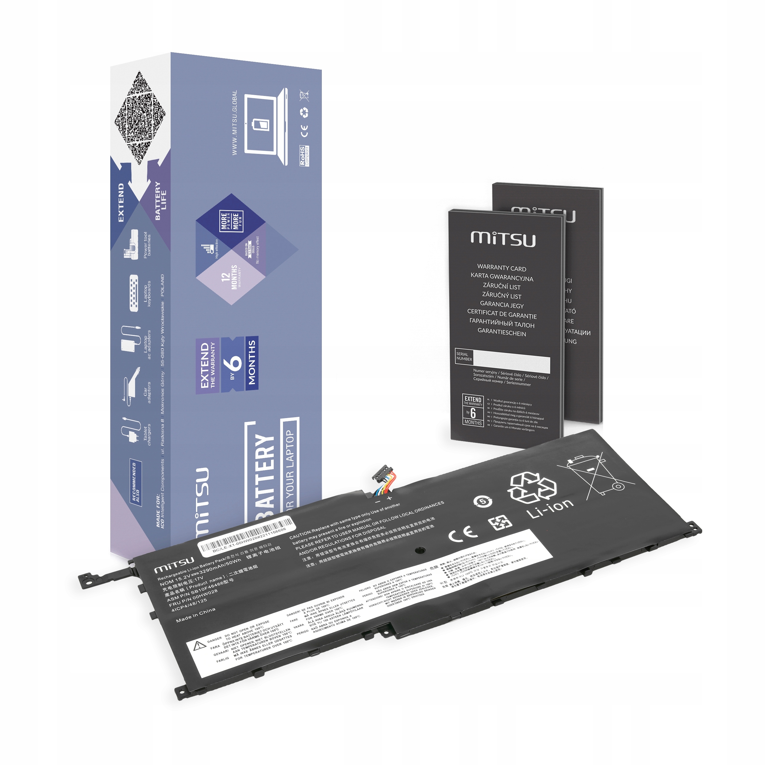 Bateria 00HW028 do Lenovo ThinkPad X1 Carbon 4th
