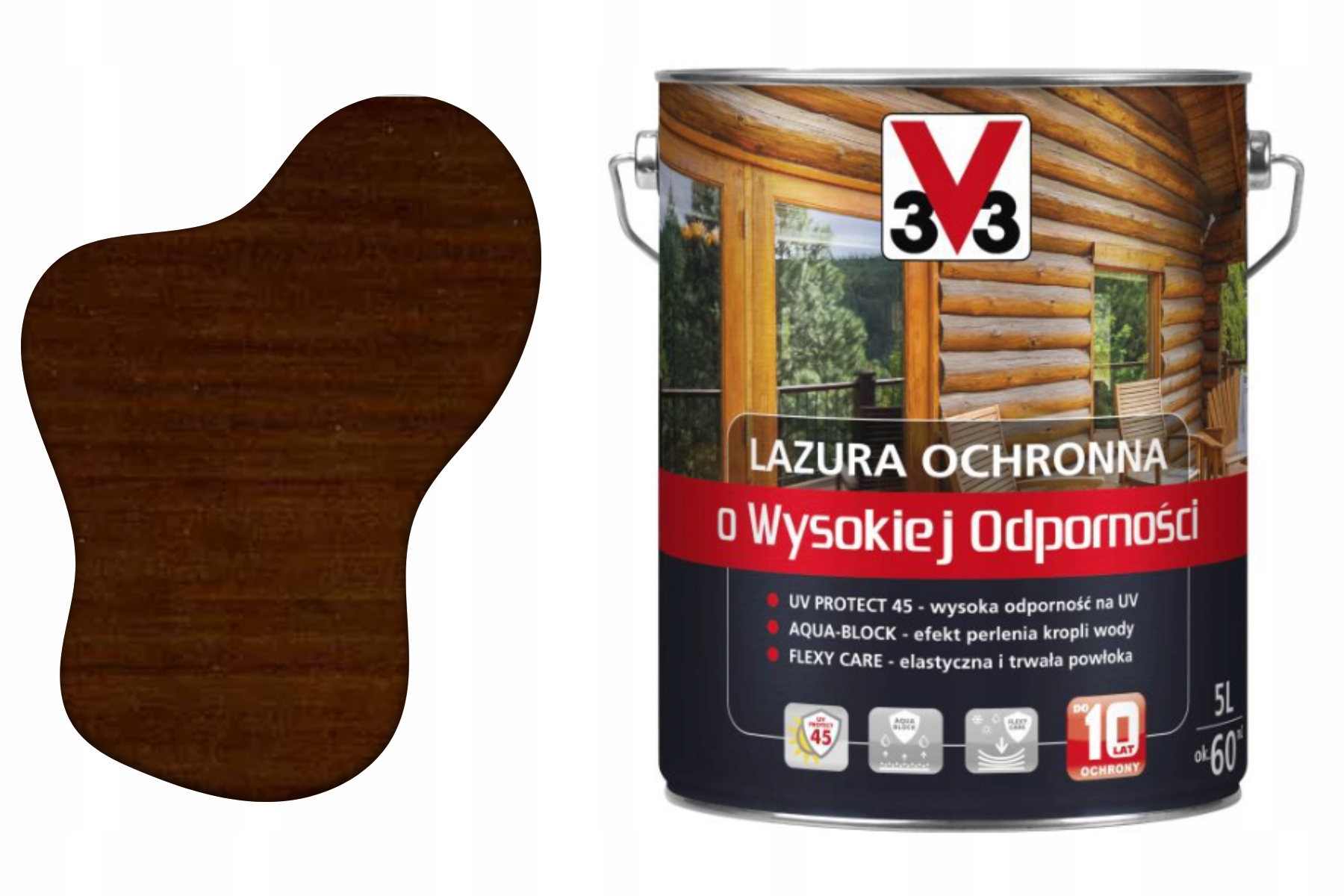 Ochranná lazúra s vysokou odolnosťou V33 dub stredný 5L