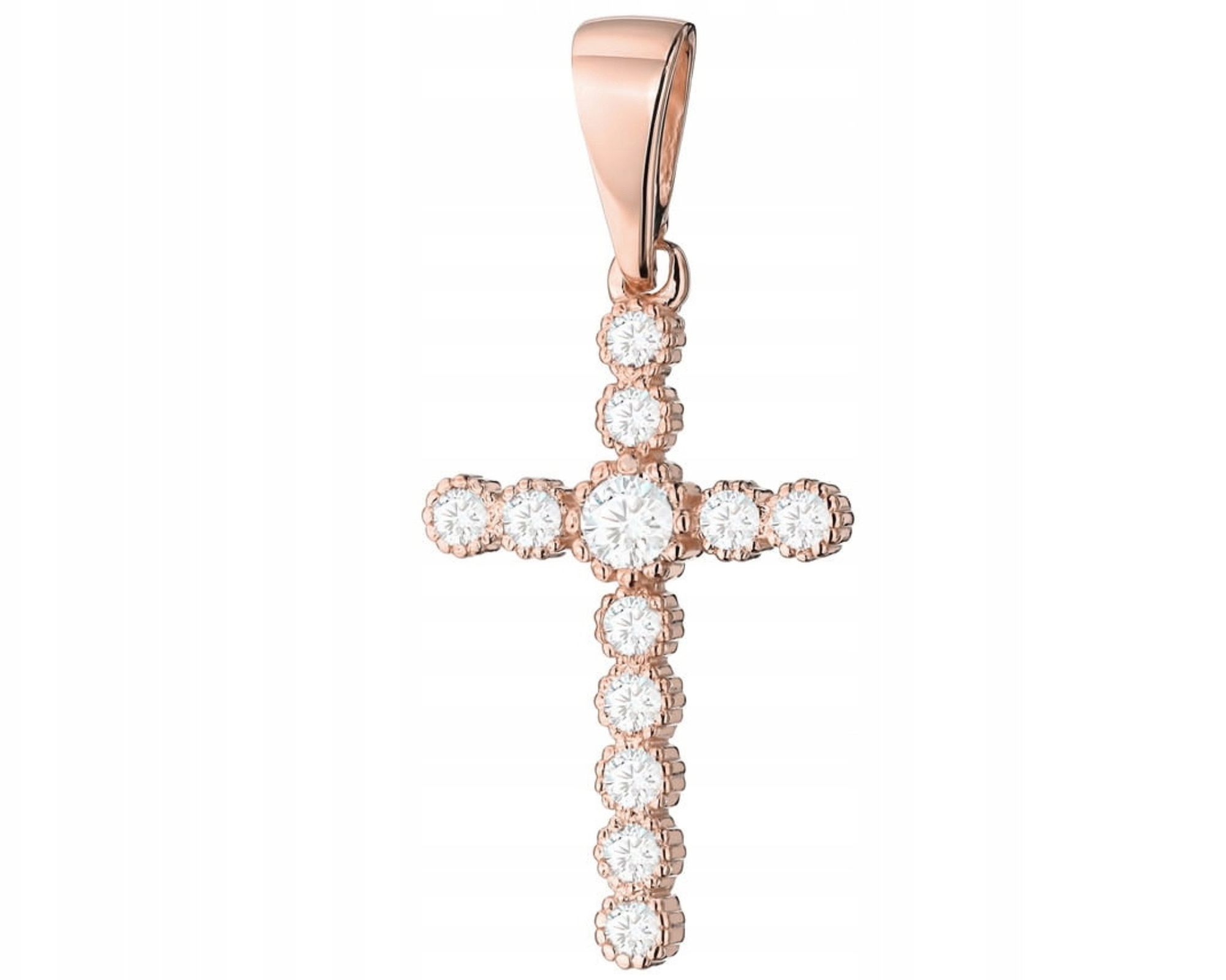 Růžové Zlato Přívěsek Křížek Diamanty Dárek 585 Gravírování