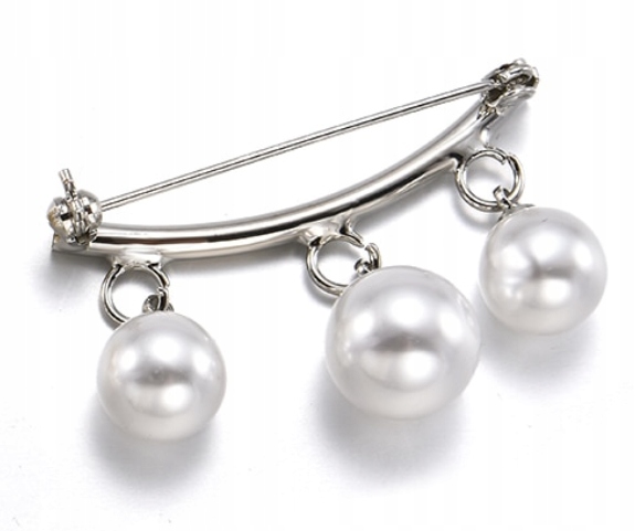 

Broszka Łuk Agrafka 3 srebrne Perły