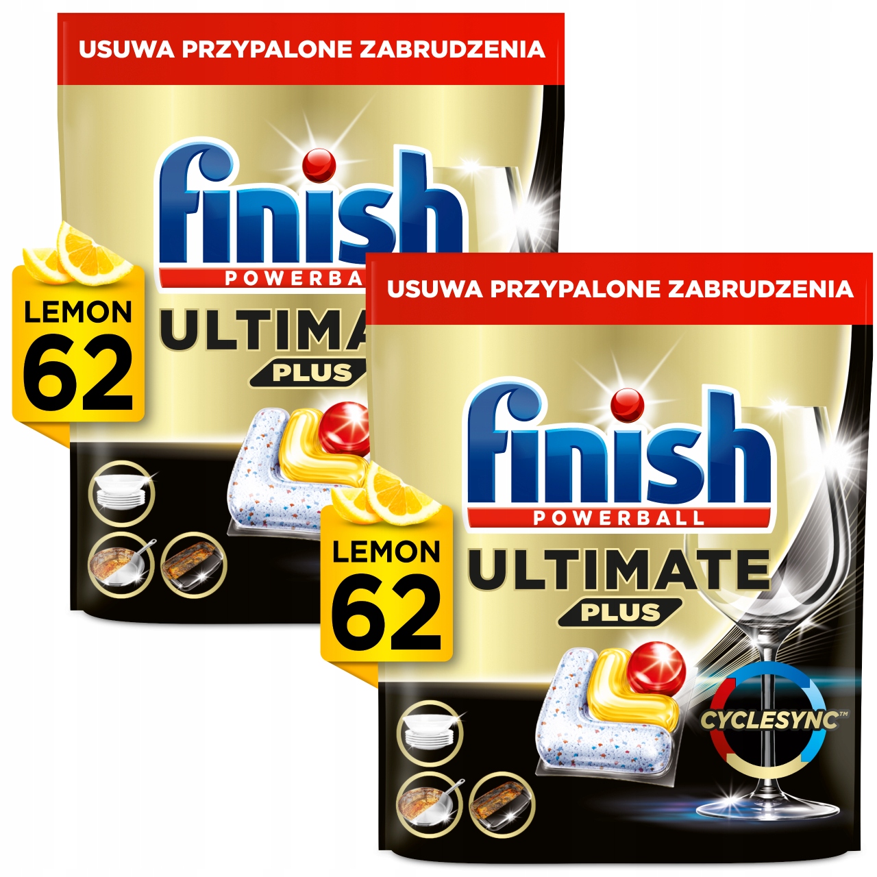 Levně Finish Sada Kapsle do Myčky Ultimate Plus Lemon Citron 2x 62 Kusy