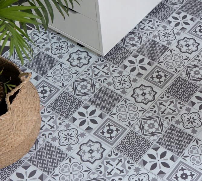 SAMOPRZYLEPNE PŁYTKI PODŁOGOWE PANELE SZARE MOZAIKA PATCHWORK PCV Rodzaj panele winylowe