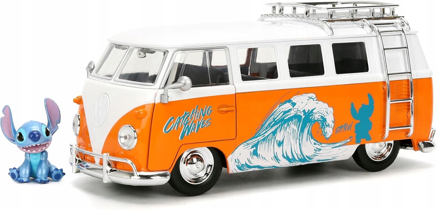 Stitch Zestaw Disney Figurka 4CM+ Pojazd Volkswagen T1 1961 1:24