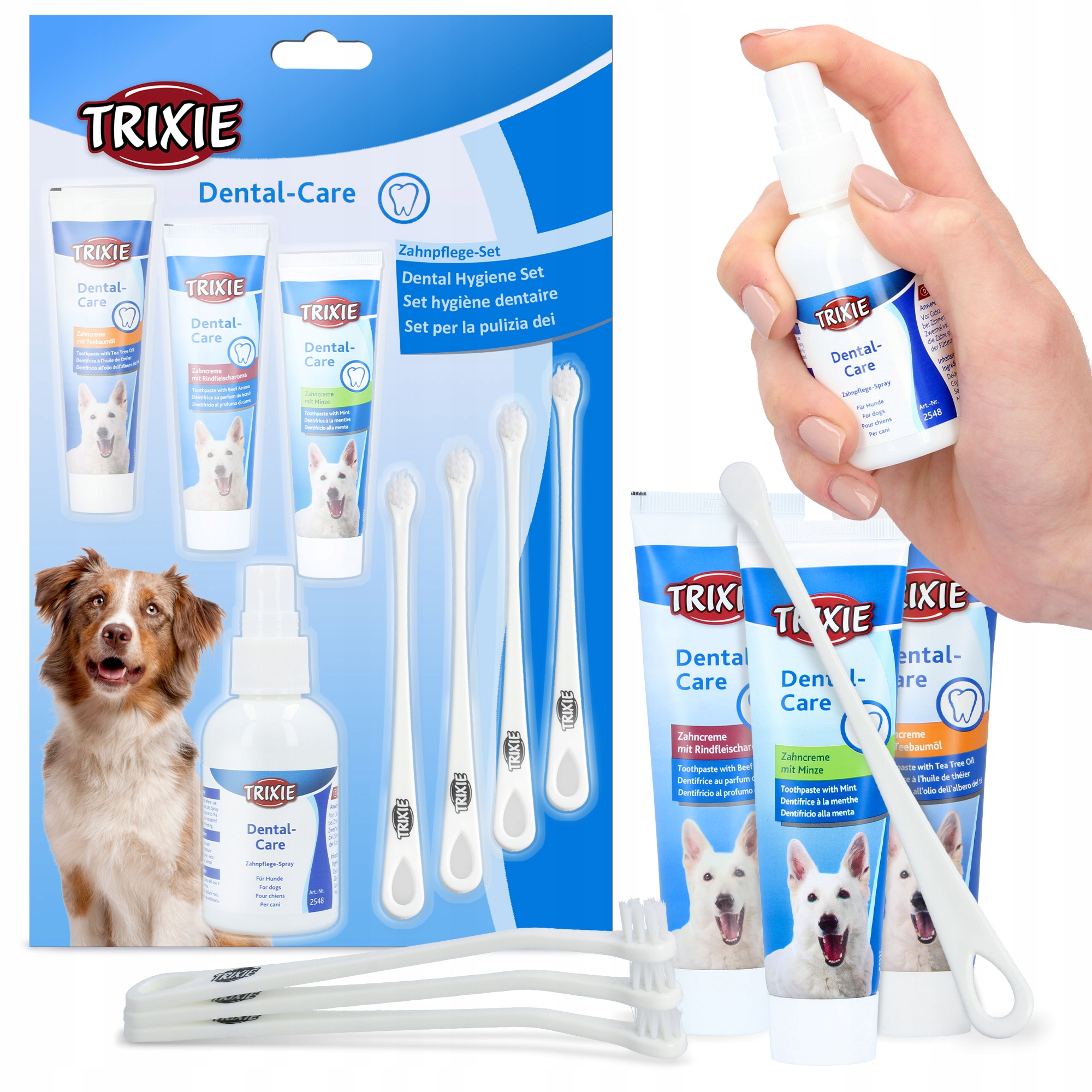 8 x Kartáček Zubů Psa Zvířat Tekutina 50 ml Pasta Na Čištění Příchutě