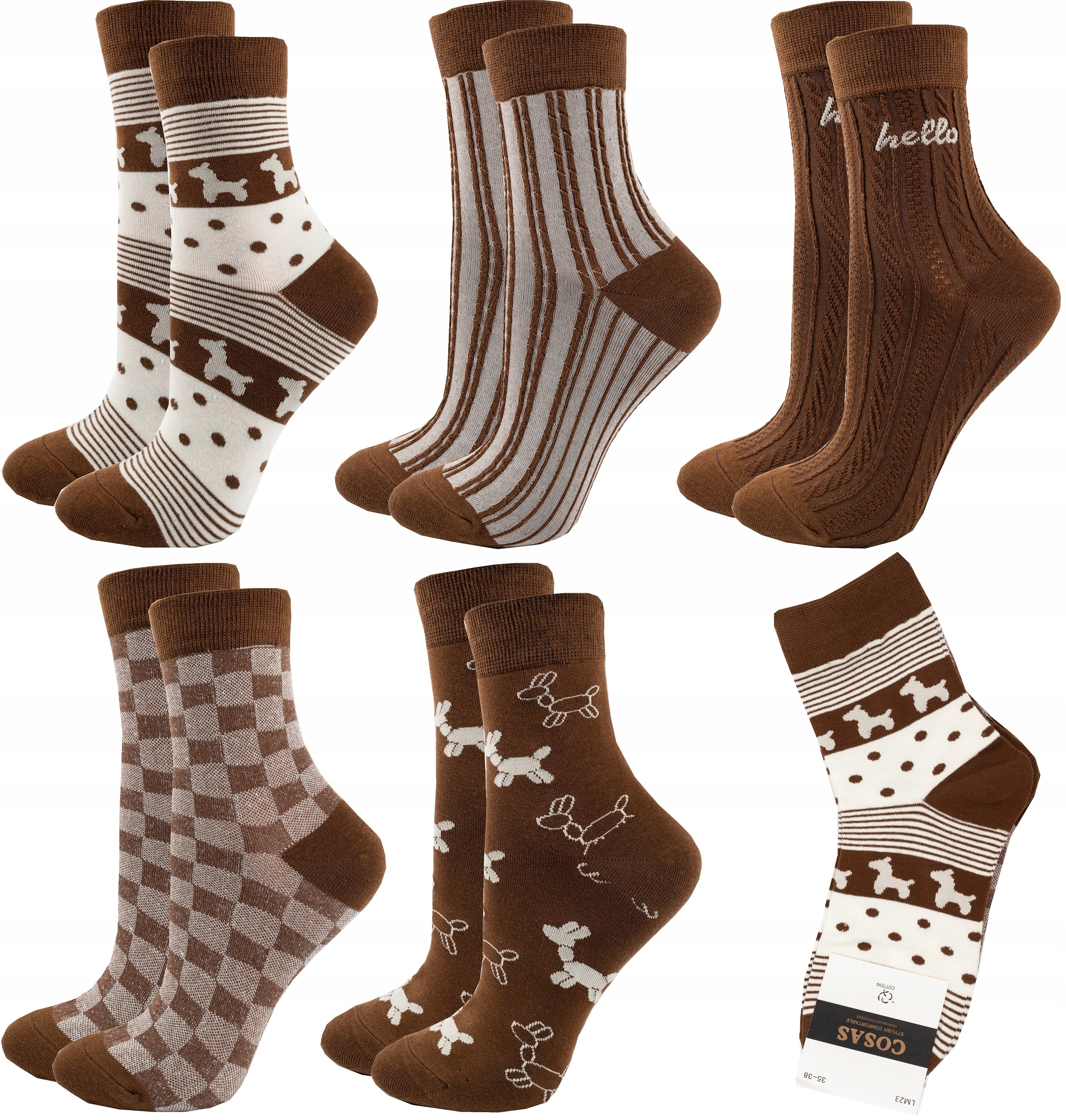 

Bawełniane Damskie Skarpety Wysokie Wesołe