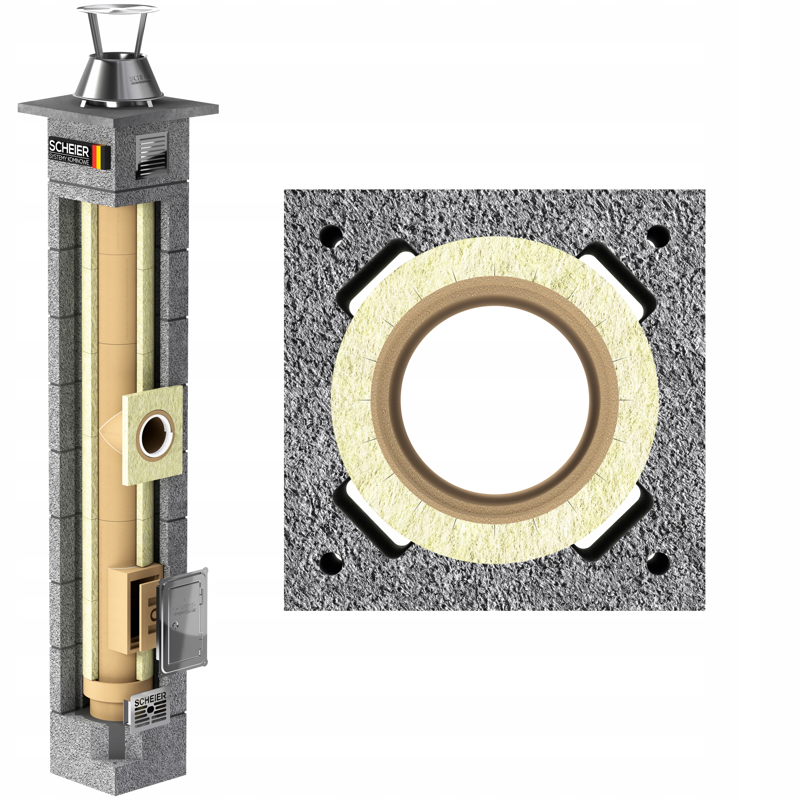 Keramický systémový komín fi 180 8 m, kompletní sada, komínový systém Max