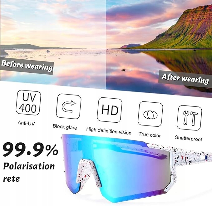 Okulary Rowerowe Ochrona UV400 Ochrona Przed Wiatrem Na Rower DUOCIYUAN