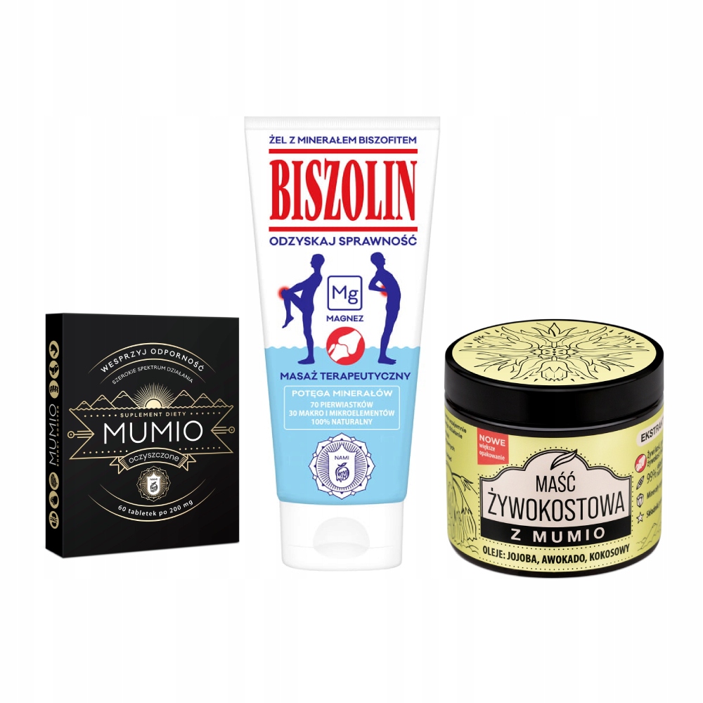-10% Zestaw Biszolin Mumio Maść Żywokostowa. Regeneracja kości i stawów