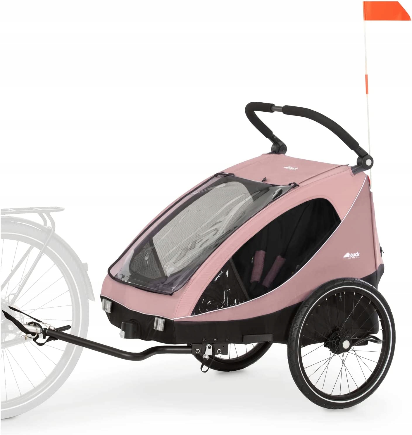 HAUCK PRZYCZEPKA ROWEROWA DRYK DUO ROSE Wysokość 34 cm
