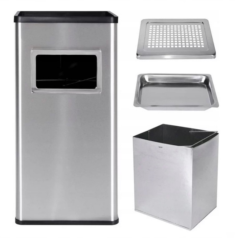 Koszopopielnica stalowa 2w1 – ze stali nierdzewnej srebrna