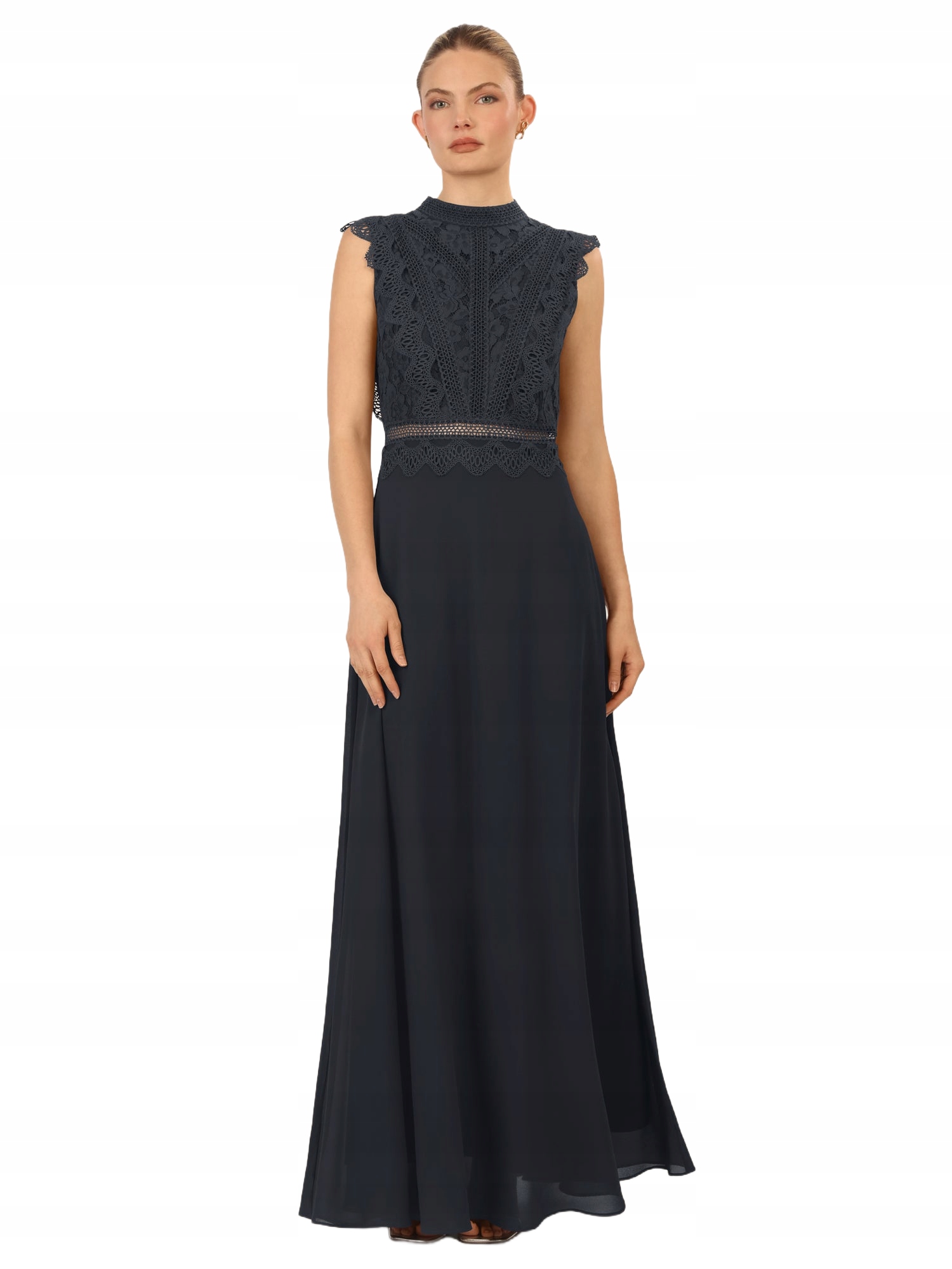 Apart Fashion Maxi Šaty S Krajkovým Žabákem Černá 38 6EA