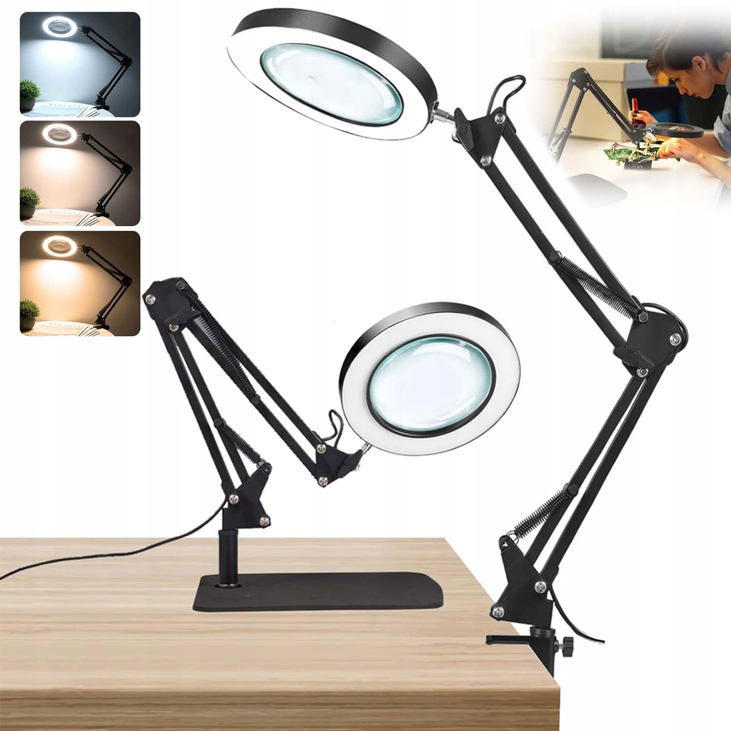 Lampa S Lupou Kosmetická Sklo Zvětšující Kreslicí Stolní Lampa 5X