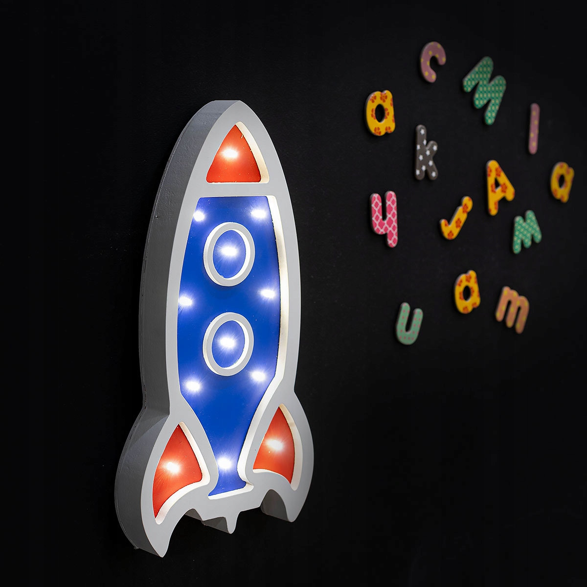 Lampka nocna drewniana dziecięca Rakieta Happy Marka inna marka