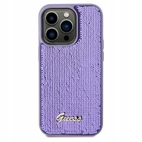 Pouzdro Guess Sequin Script Metal case kryt pro iPhone 11 Xr fialové