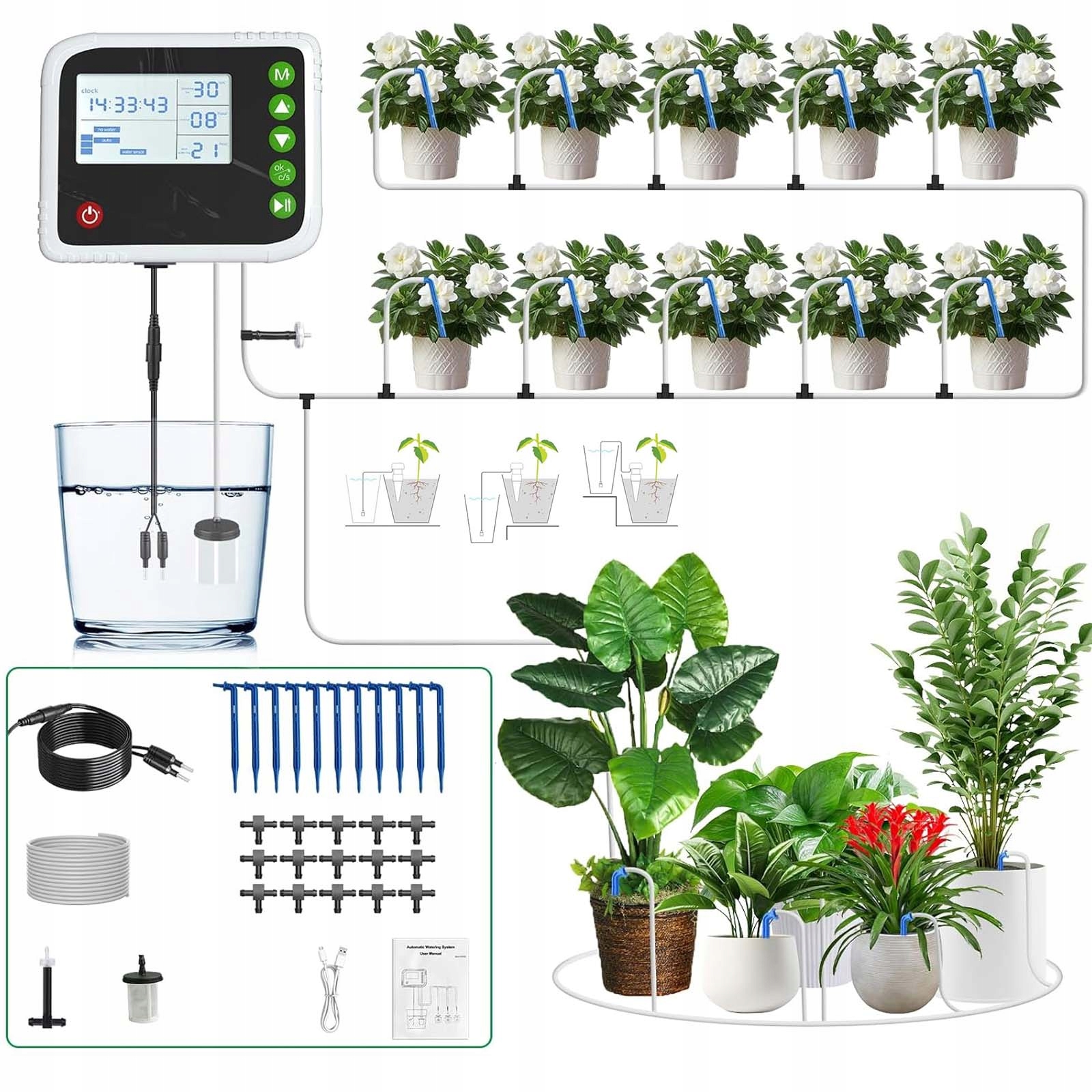 Automatický Zavlažovací Systém Pro Rostliny V Květináčích, Sada 15 Hlav