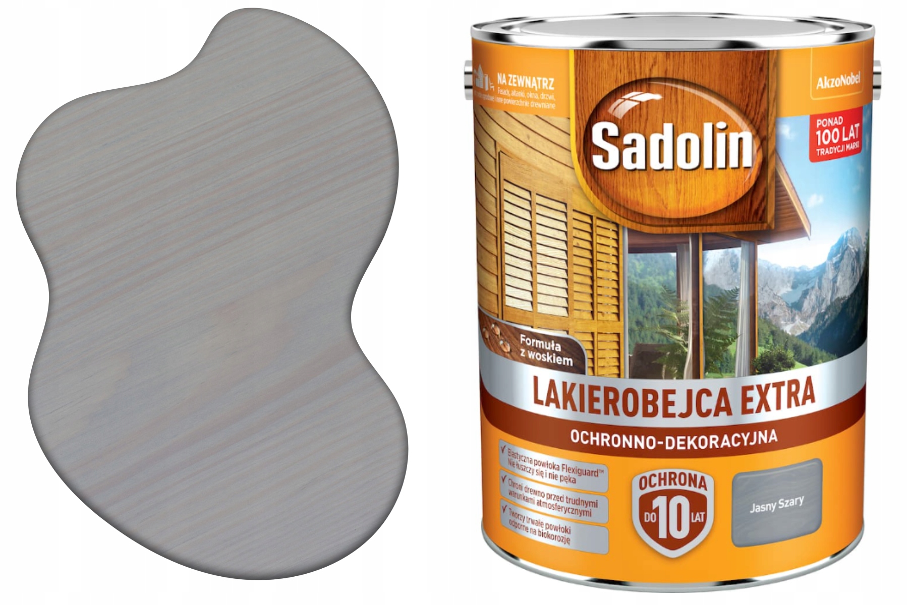 Wydajna Lazura Do Drewna Extra Ochronna Dekoracyjna Jasny Szary 5L