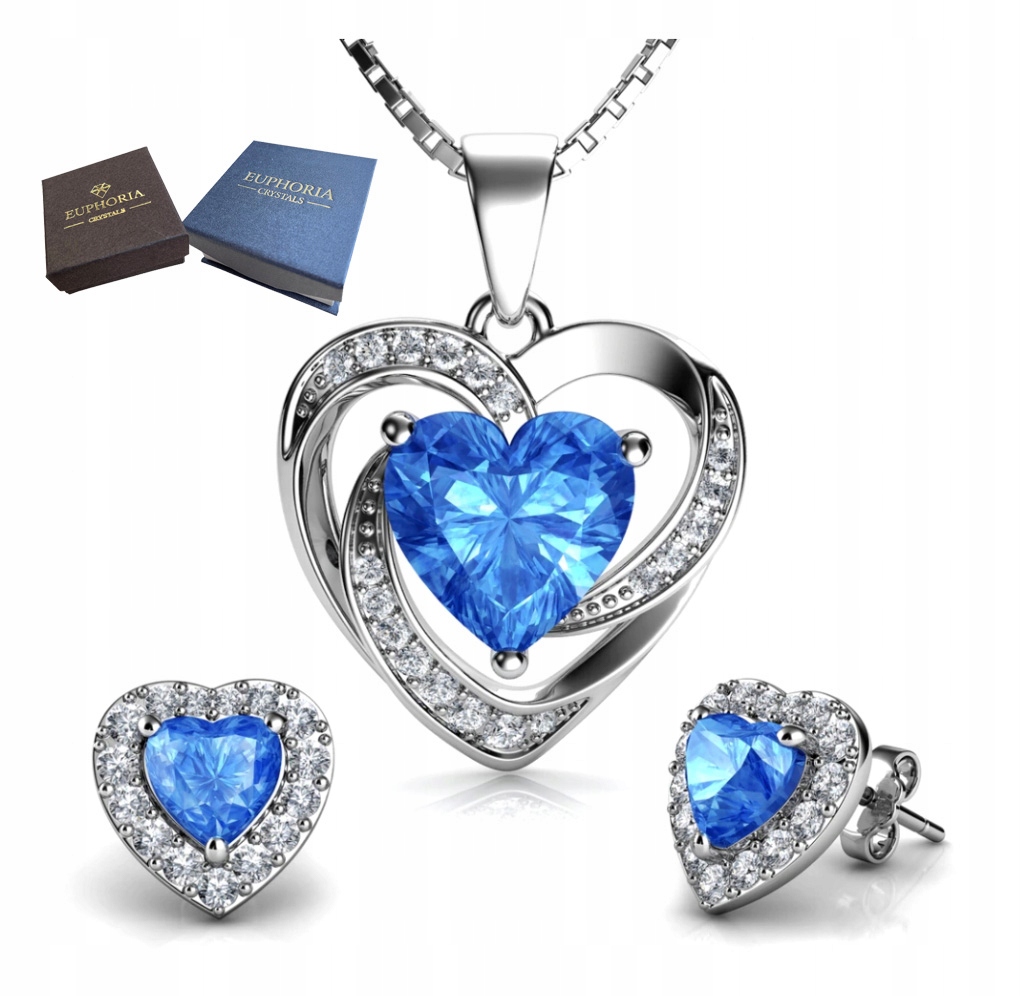 Stříbrná Sada Šperků 925 Srdce se Zirkony Set Jako Dárek pro ni