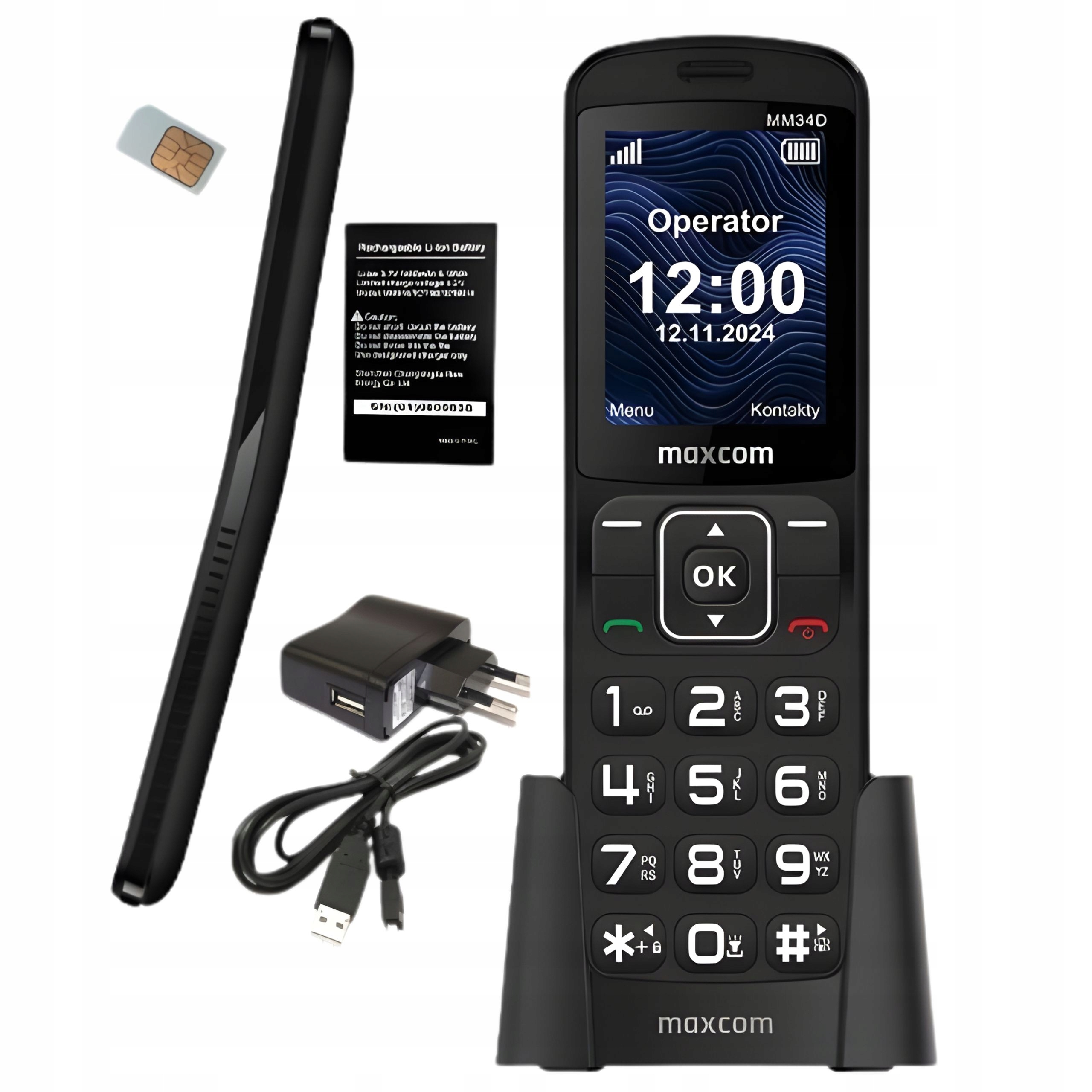 Telefon komórkowy dla seniora Maxcom MM34D duże klawisze i czcionka Usbc 4G