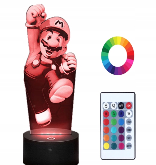

Lampka Nocna z Imieniem 3D Grawer Mario