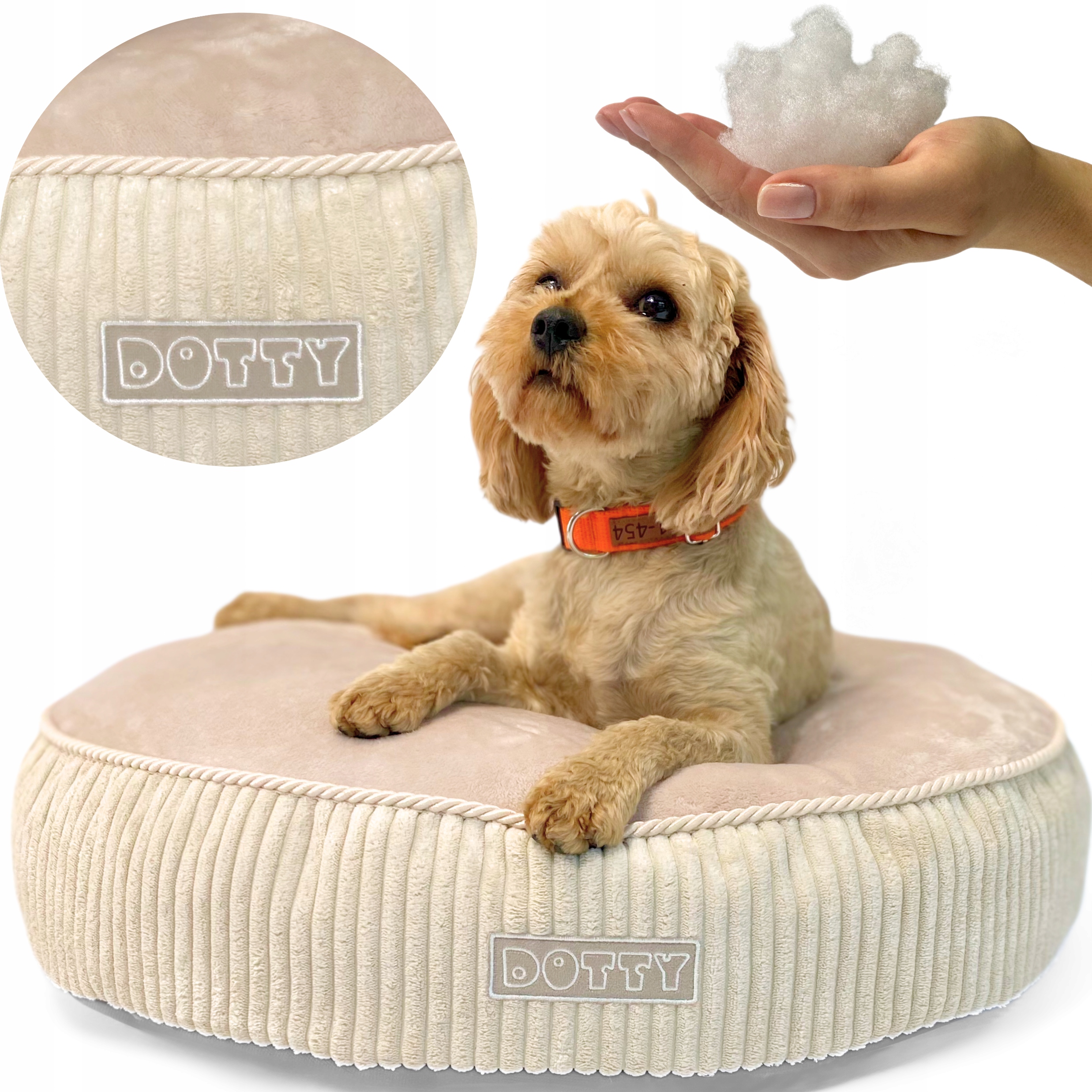 Kulatá taburet polštář pro psa kočku, měkké pelíšek potah Dotty plyš